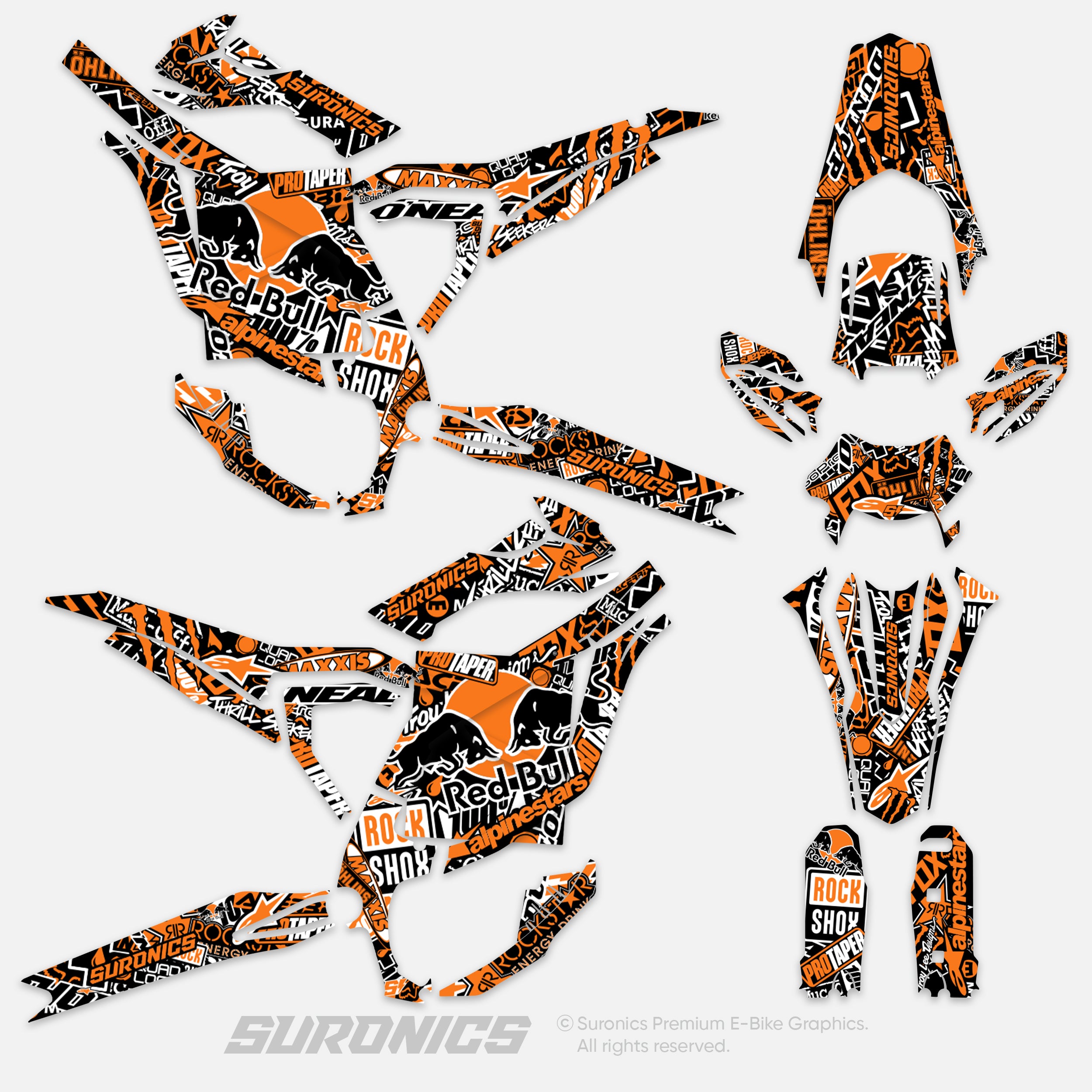 STICKY BLACK ORANGE Surron Ultra Bee Graphics kit