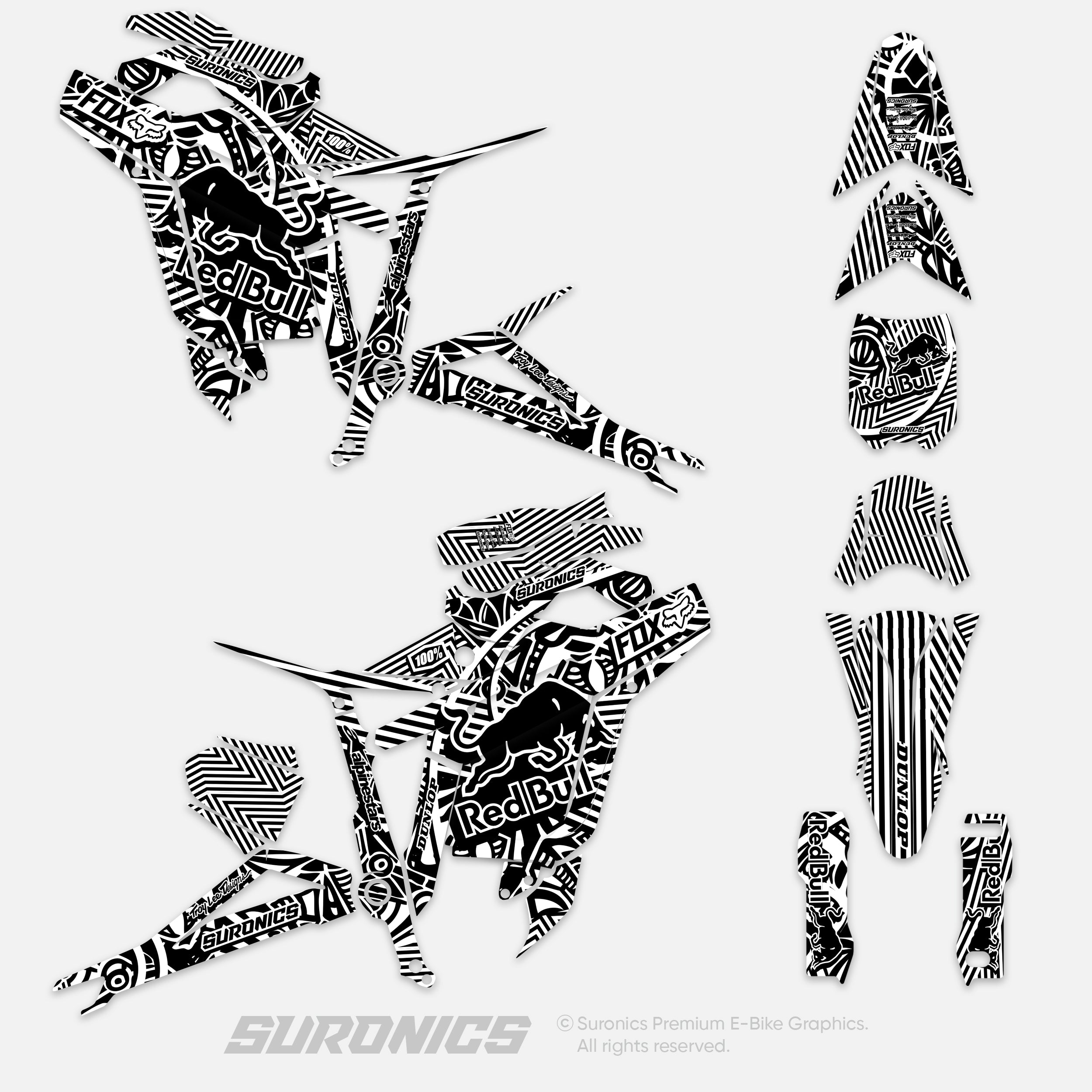 RACE ART BLACK WHITE Talaria Sting MX5 PRO Graphics kit