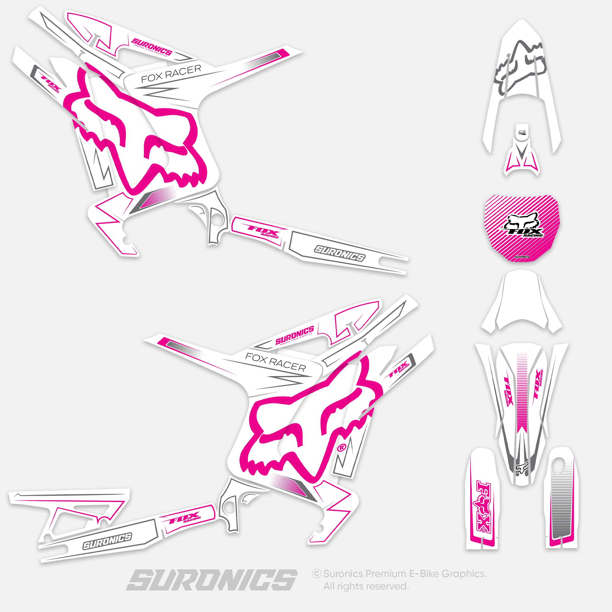 FOX RACER WHITE MAGENTA Arctic Leopard XE Graphics kit