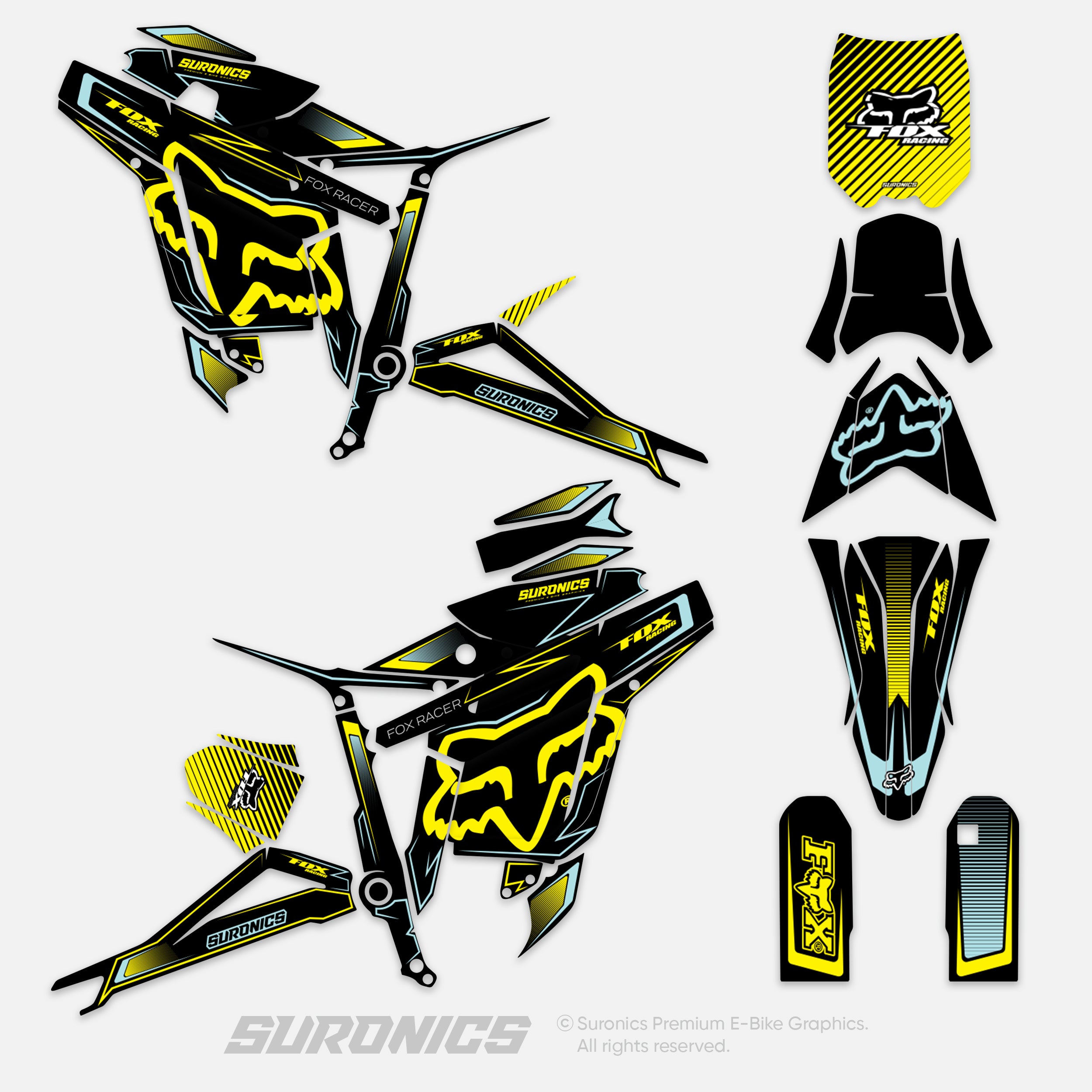 FOX RACER BLACK YELLOW Talaria Sting MX3 MX4 Graphics kit