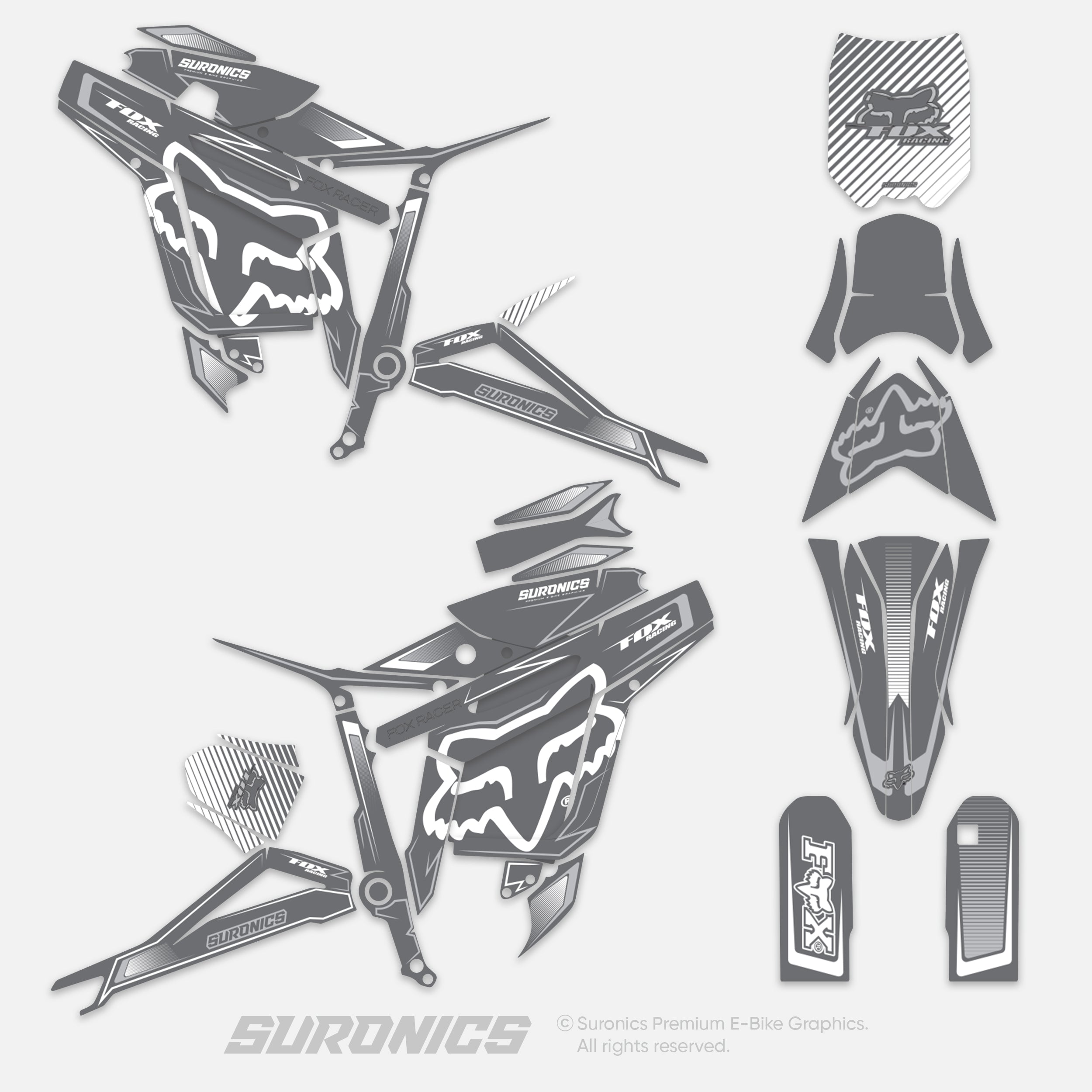 FOX RACER GREY WHITE Talaria Sting MX3 MX4 Graphics kit