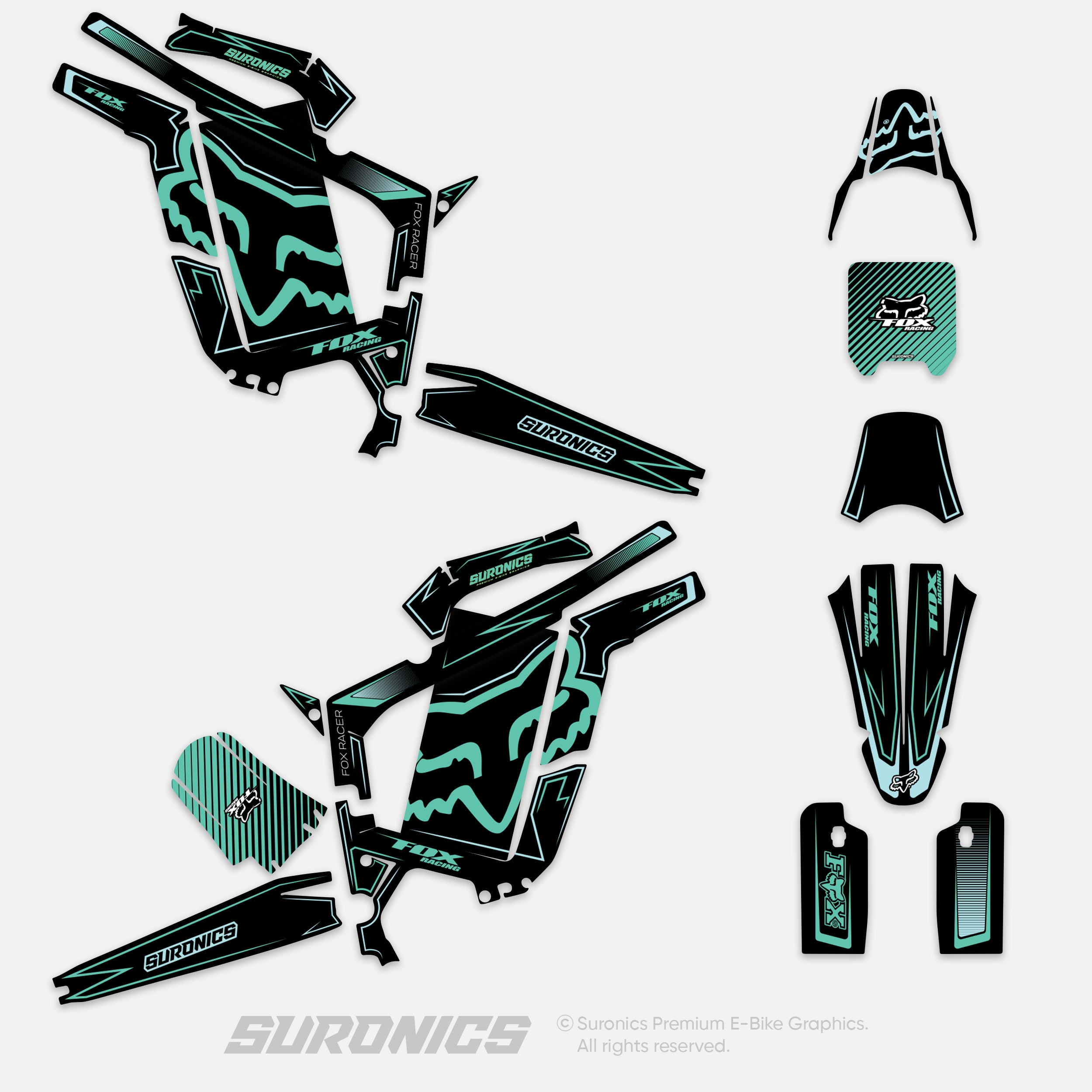 FOX RACER BLACK MINT Rerode R1 Graphics kit