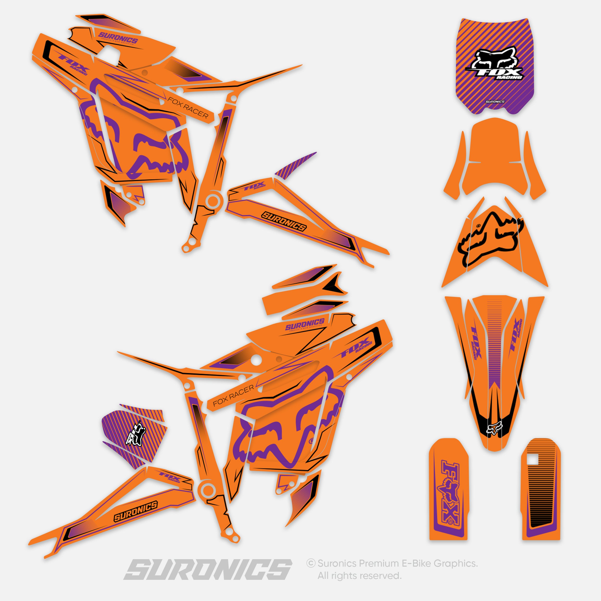 FOX RACER ORANGE PURPLE Talaria Sting MX3 MX4 Graphics kit