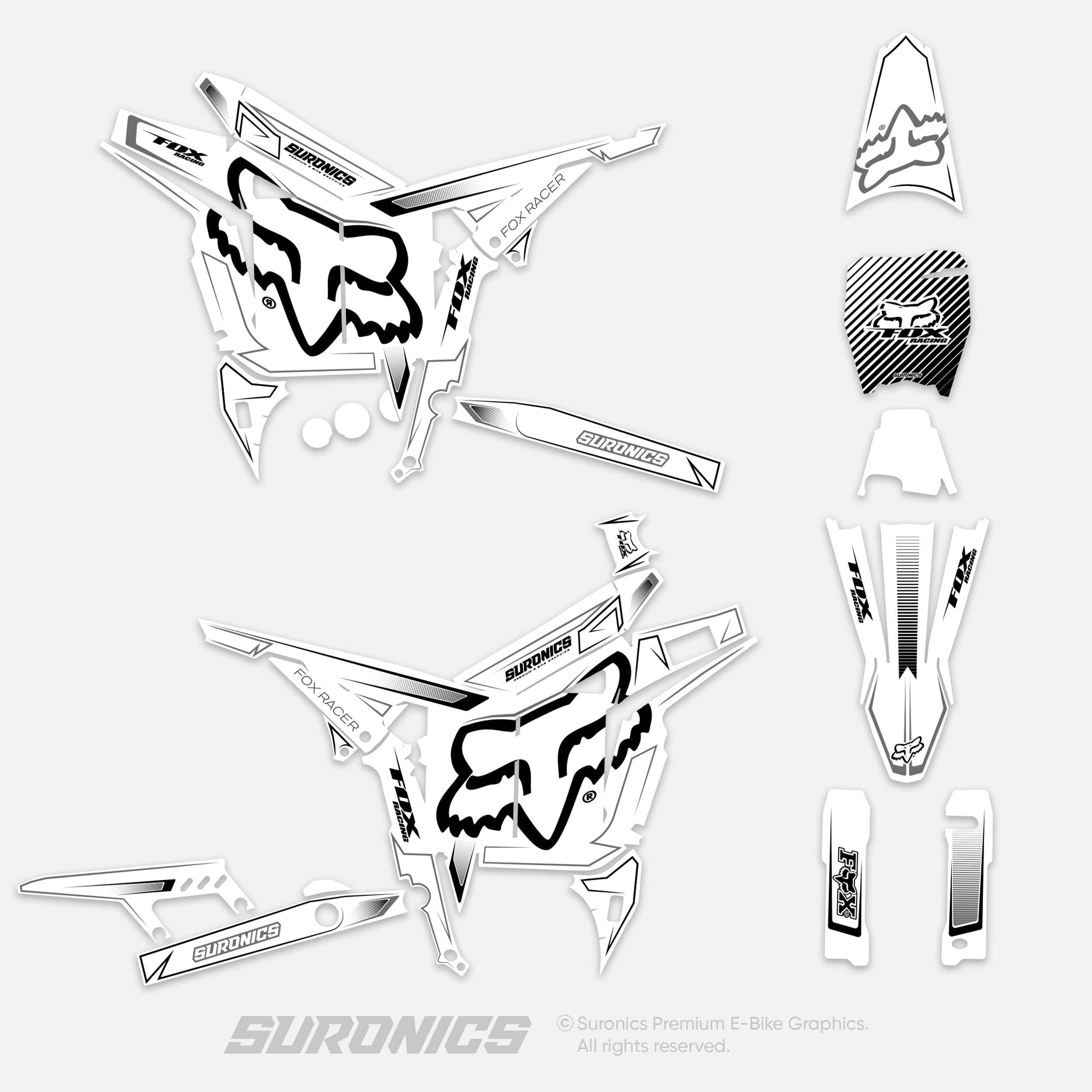 FOX RACER WHITE BLACK Talaria Komodo Graphics kit