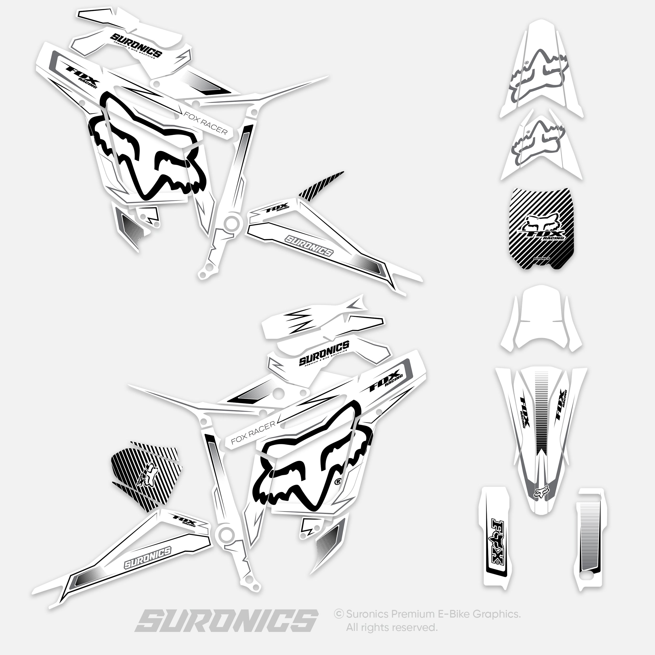 FOX RACER WHITE BLACK Talaria Sting MX5 PRO Graphics kit