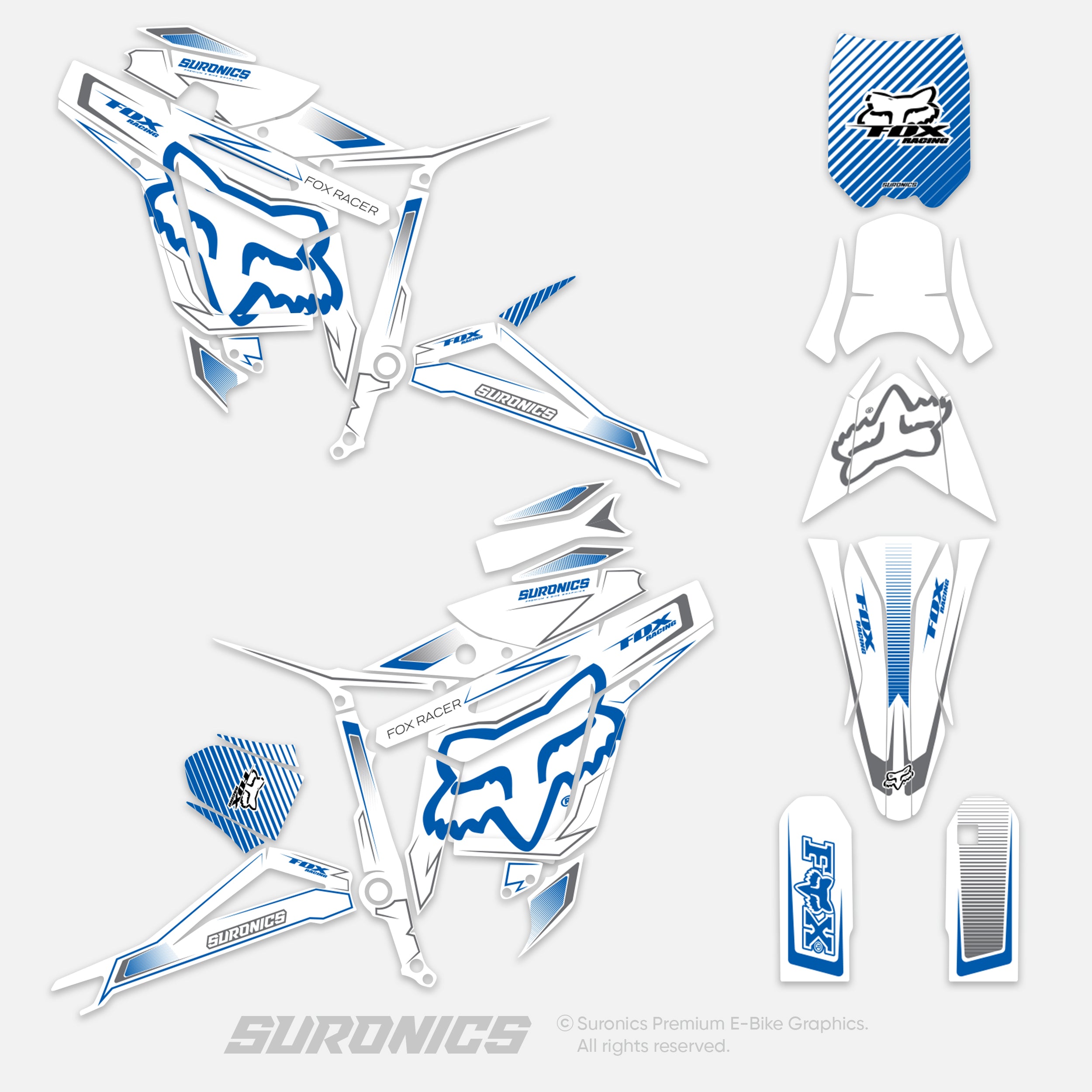 FOX RACER WHITE BLUE Talaria Sting MX3 MX4 Graphics kit