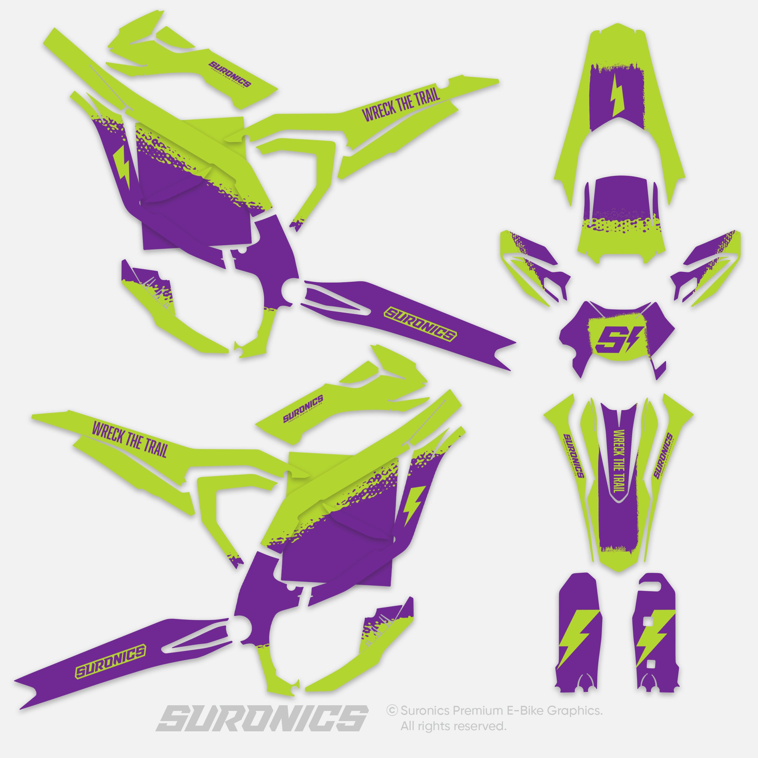 HALF GREEN PURPLE Surron Ultra Bee Graphics kit