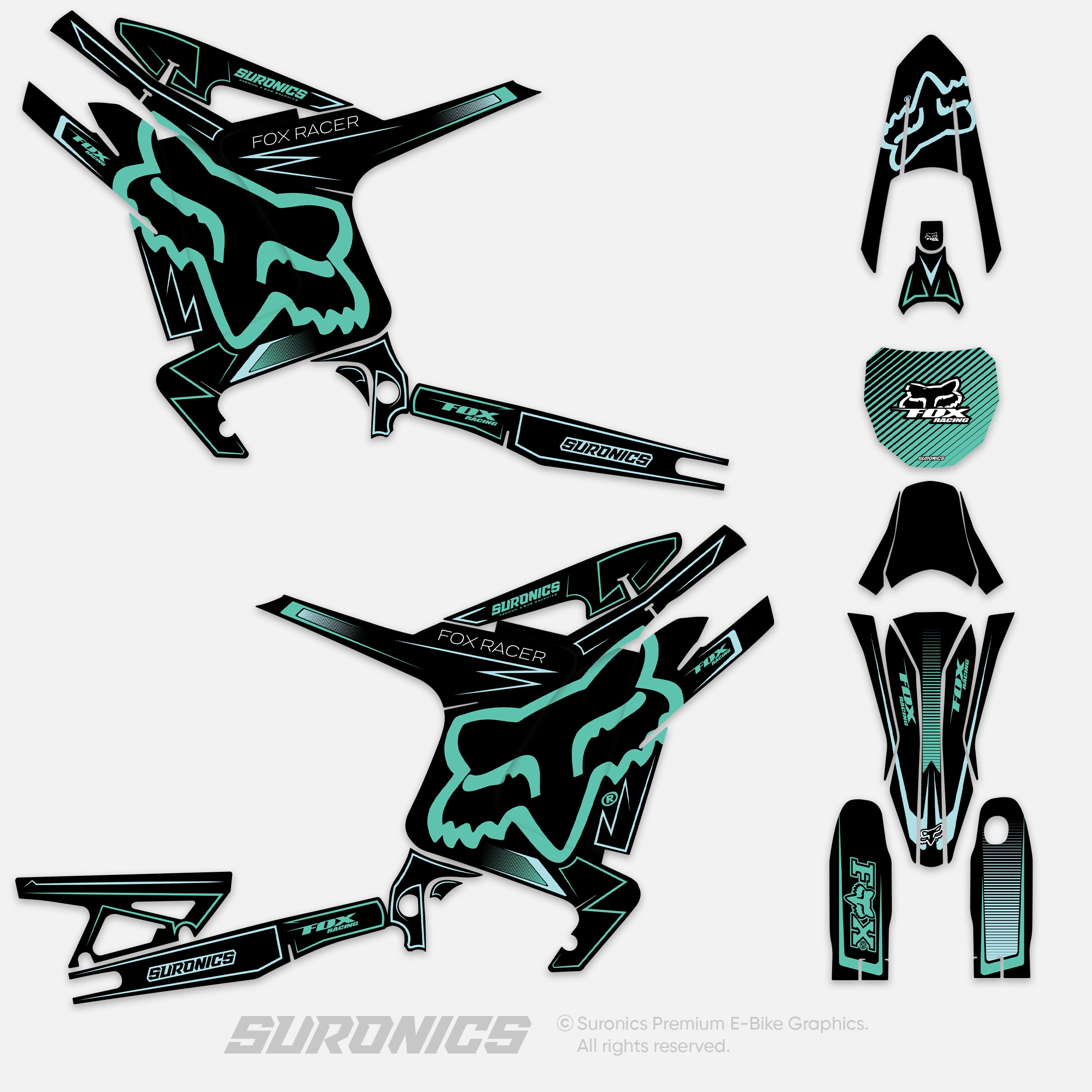 FOX RACER BLACK MINT Arctic Leopard XE Graphics kit