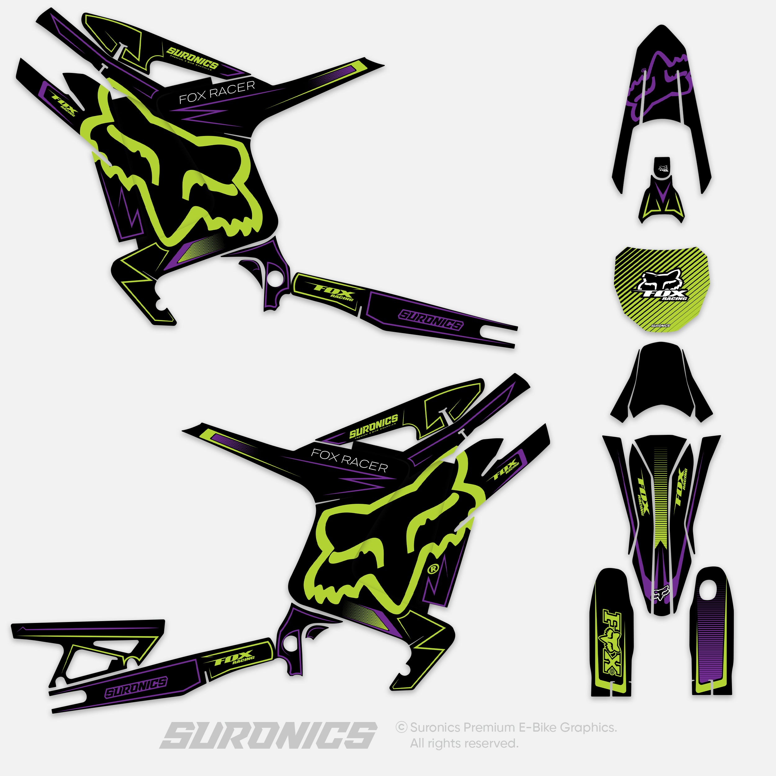 FOX RACER BLACK GREEN Arctic Leopard XE Graphics kit