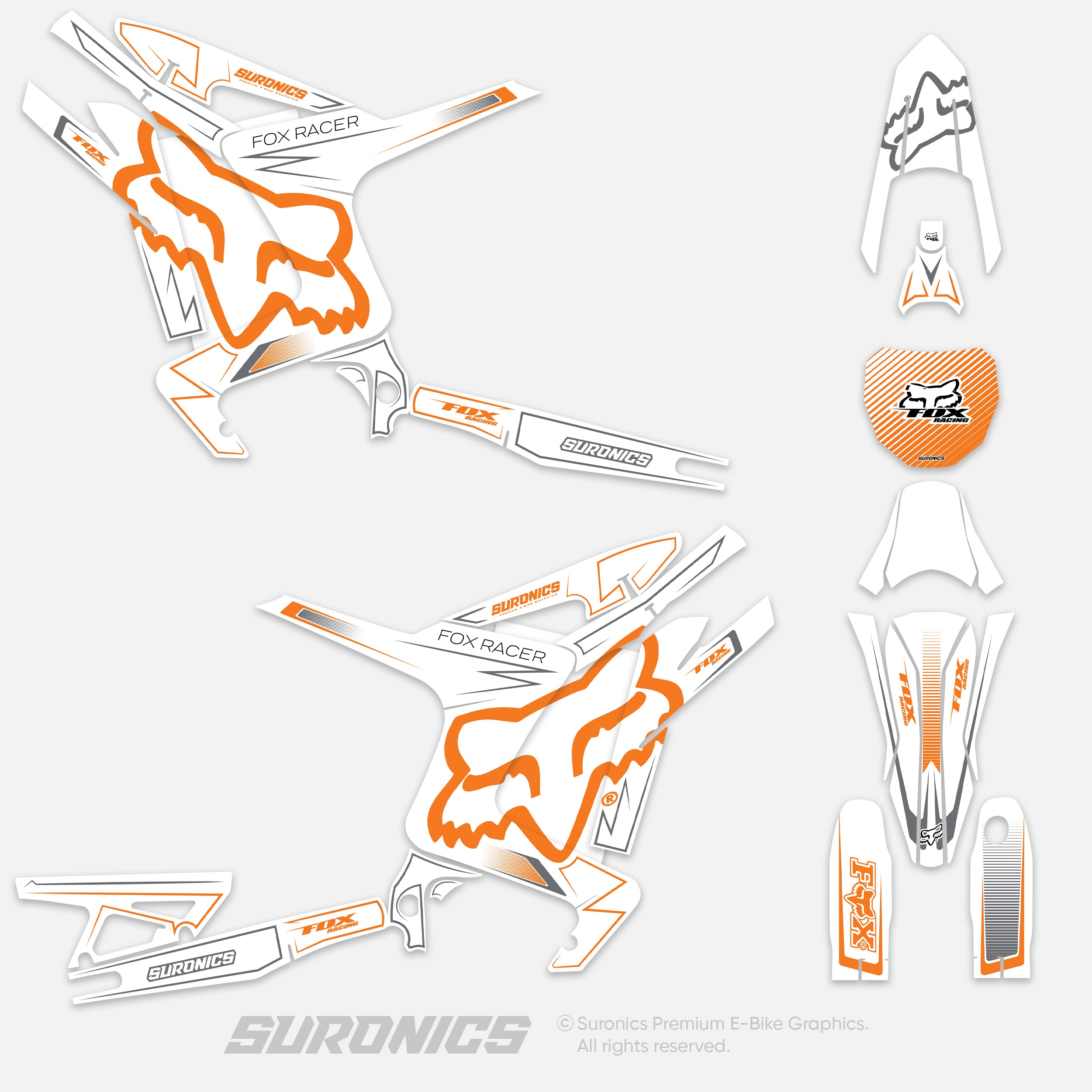 FOX RACER WHITE ORANGE Arctic Leopard XE Graphics kit