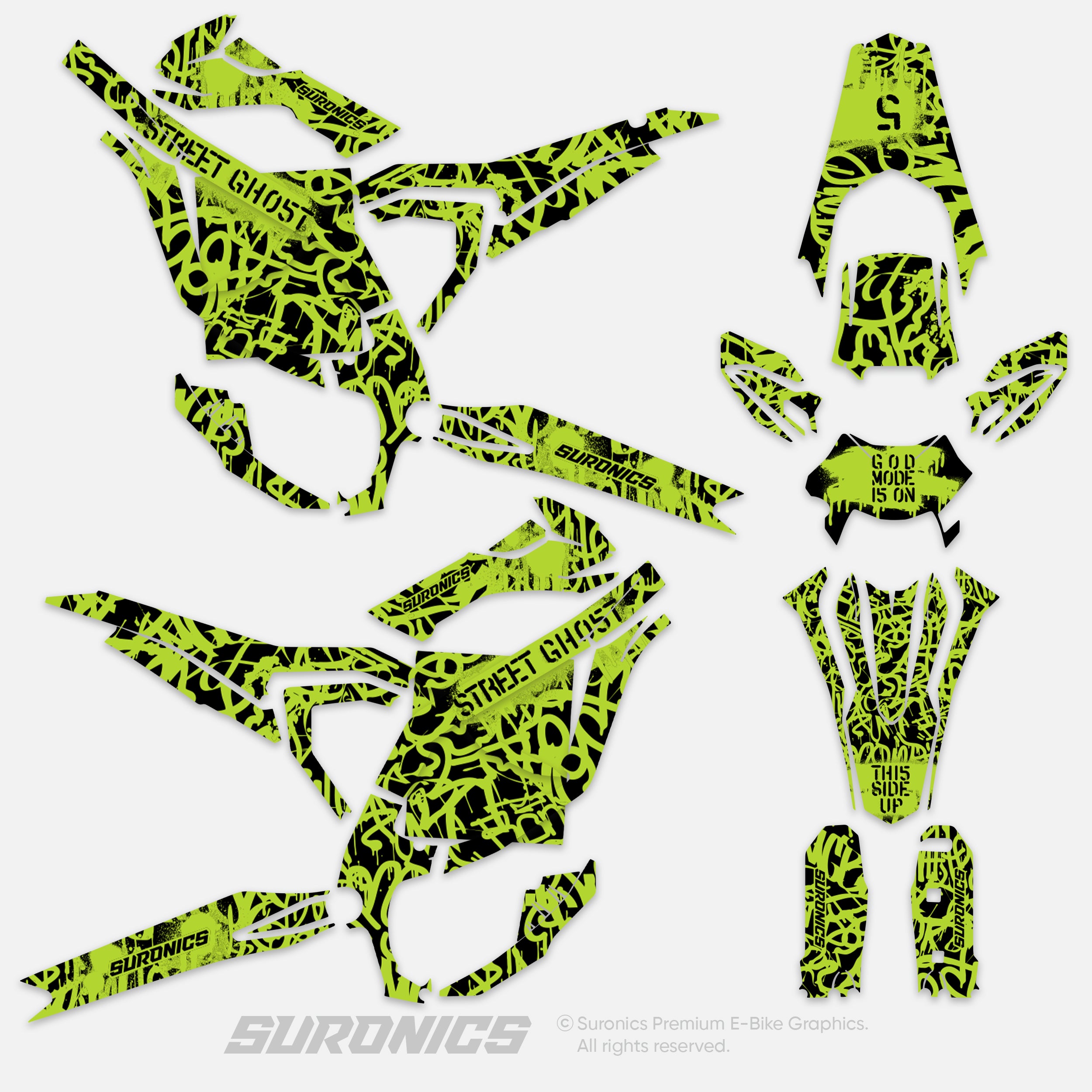 STREET GHOST BLACK GREEN Surron Ultra Bee Graphics kit