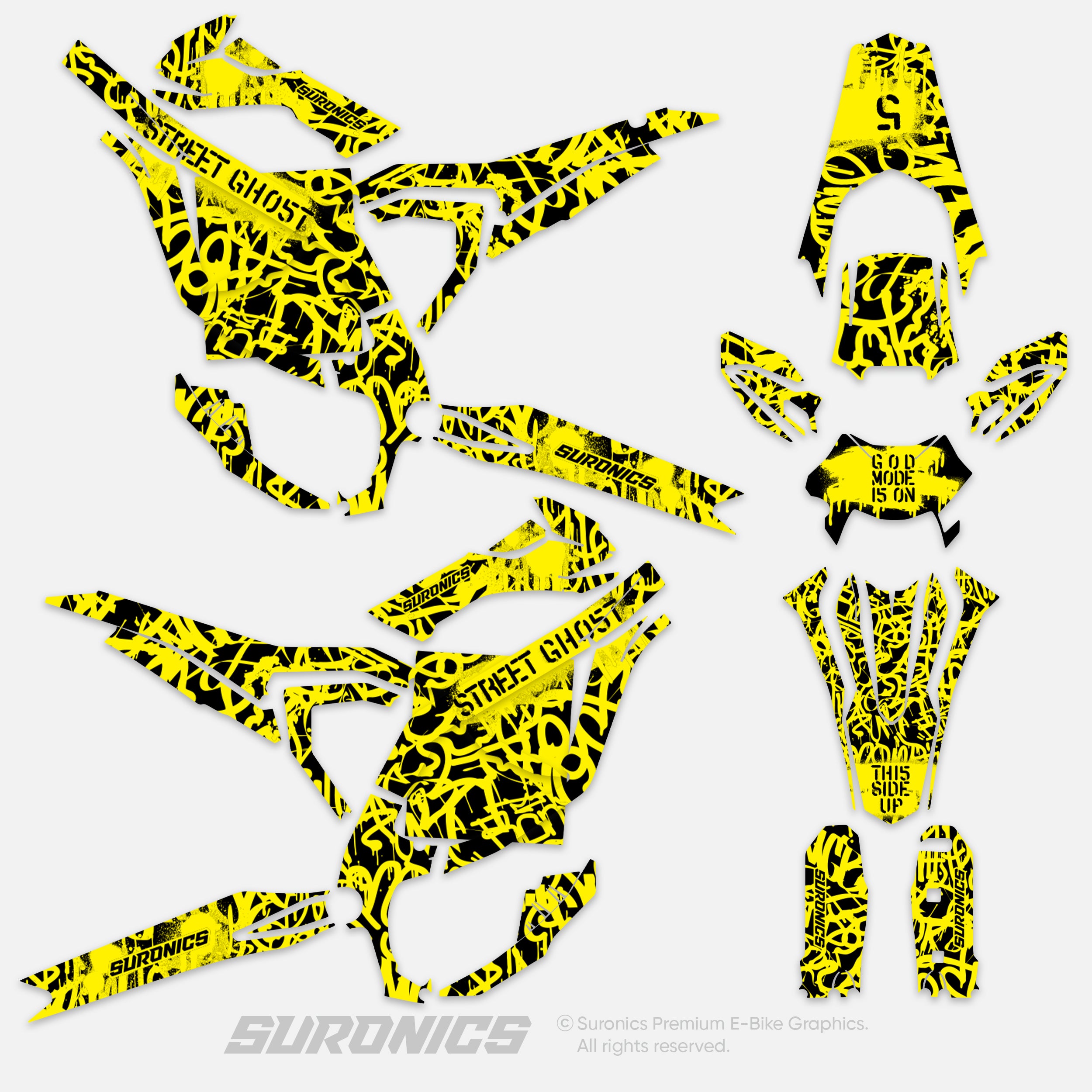 STREET GHOST BLACK YELLOW Surron Ultra Bee Graphics kit
