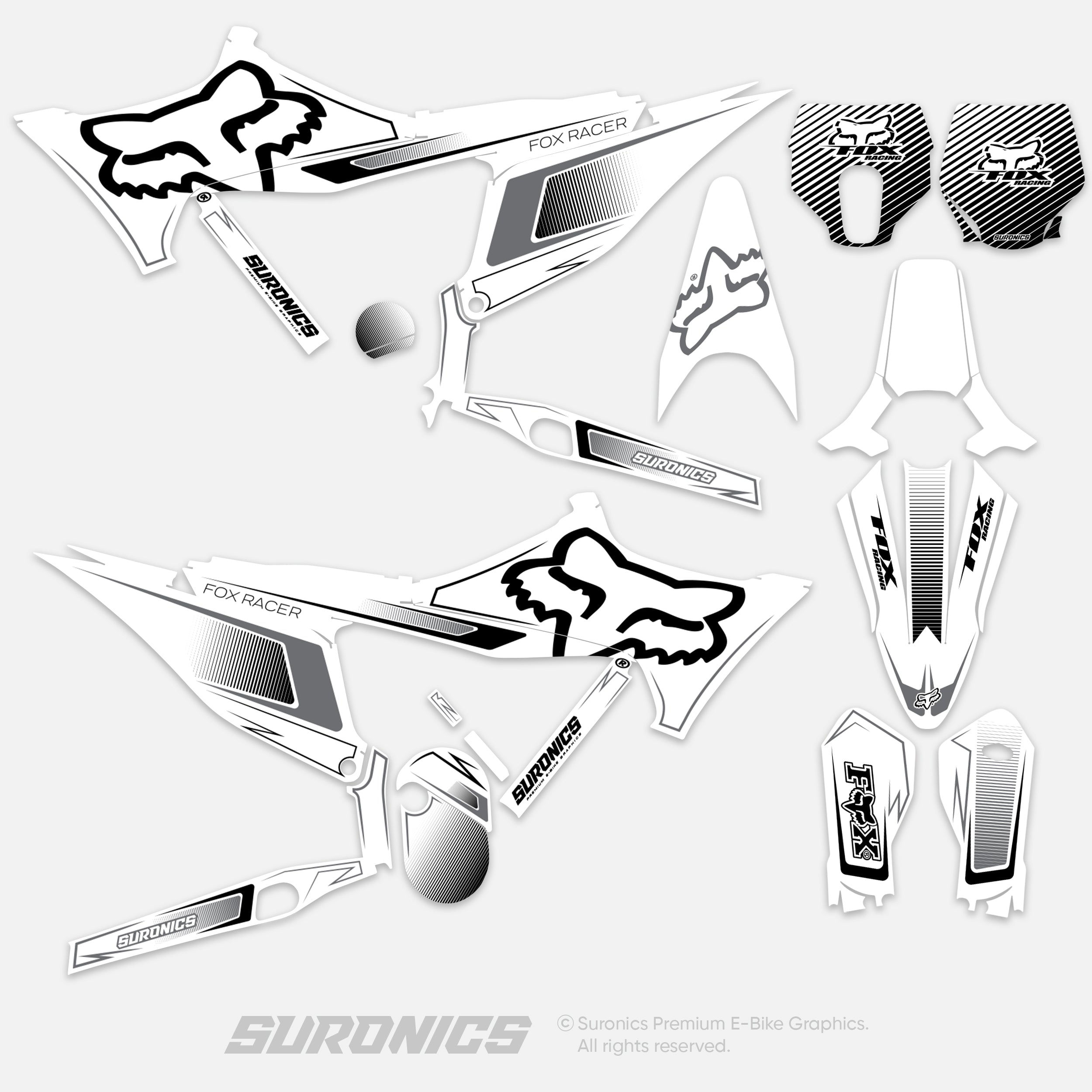 FOX RACER WHITE BLACK Stark Varg Graphics kit
