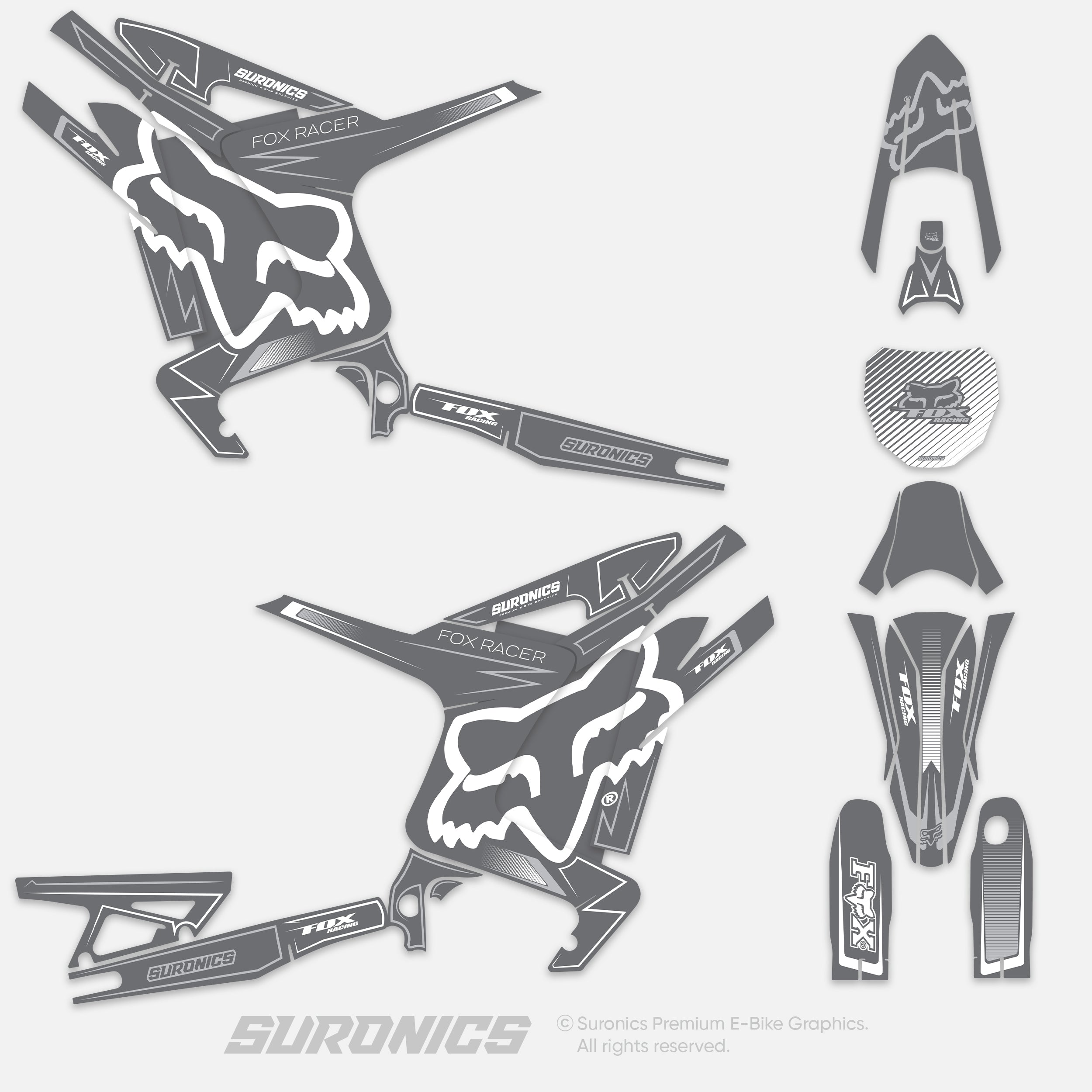 FOX RACER GREY WHITE Arctic Leopard XE Graphics kit