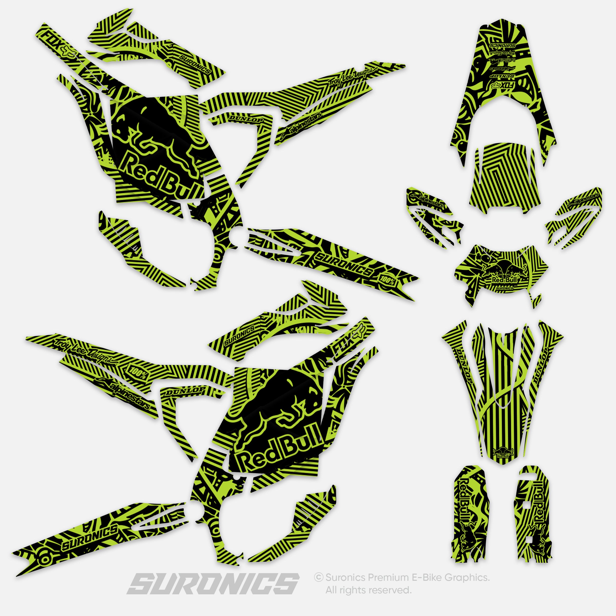 RACE ART BLACK GREEN Surron Ultra Bee Graphics kit