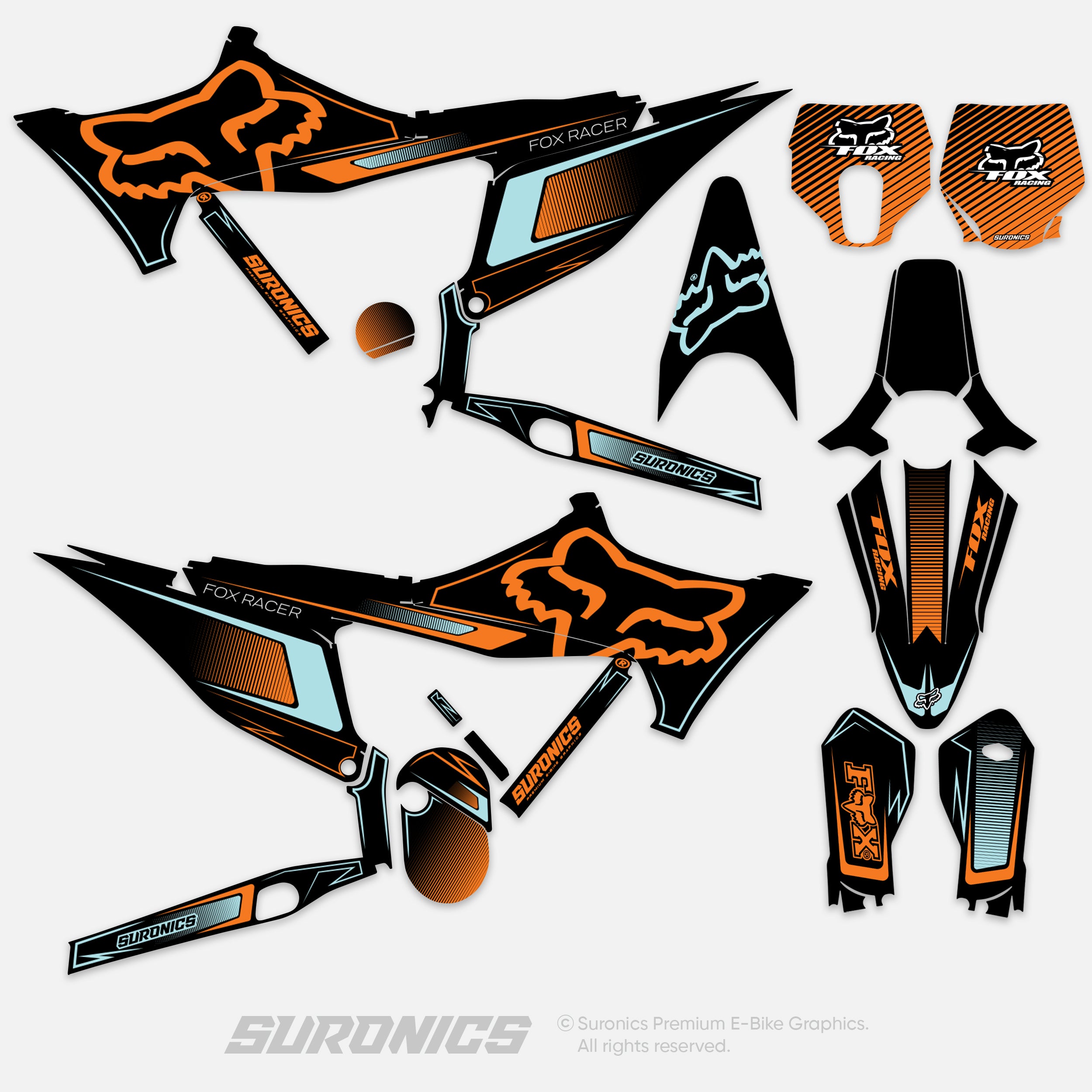 FOX RACER BLACK ORANGE Stark Varg Graphics kit