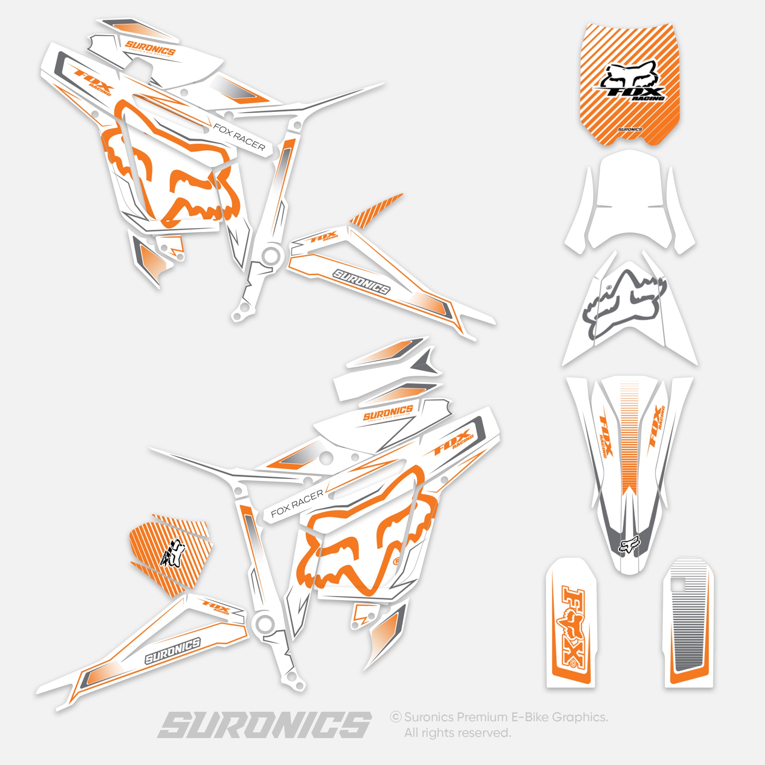 FOX RACER WHITE ORANGE Talaria Sting MX3 MX4 Graphics kit