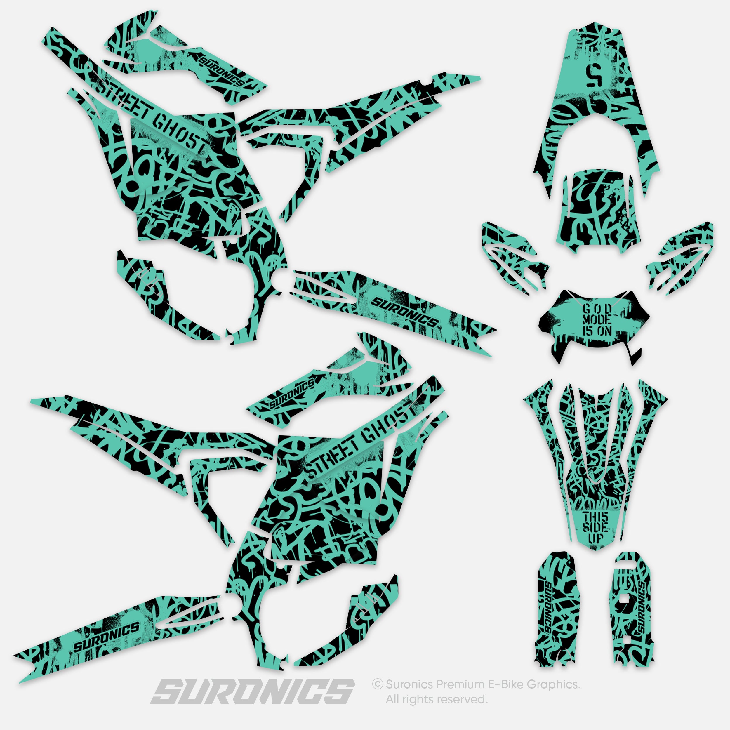 STREET GHOST BLACK MINT Surron Ultra Bee Graphics kit