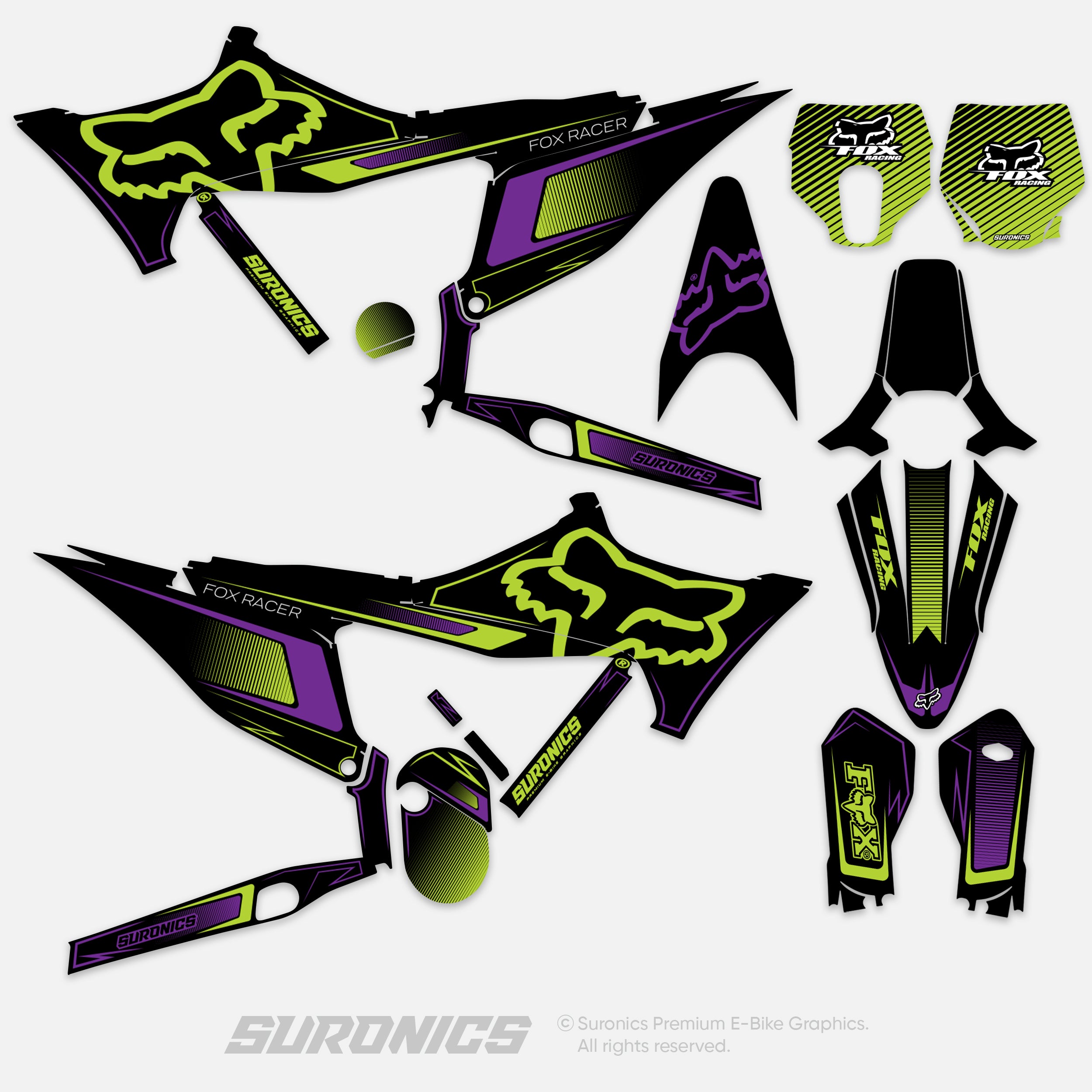 FOX RACER BLACK GREEN Stark Varg Graphics kit
