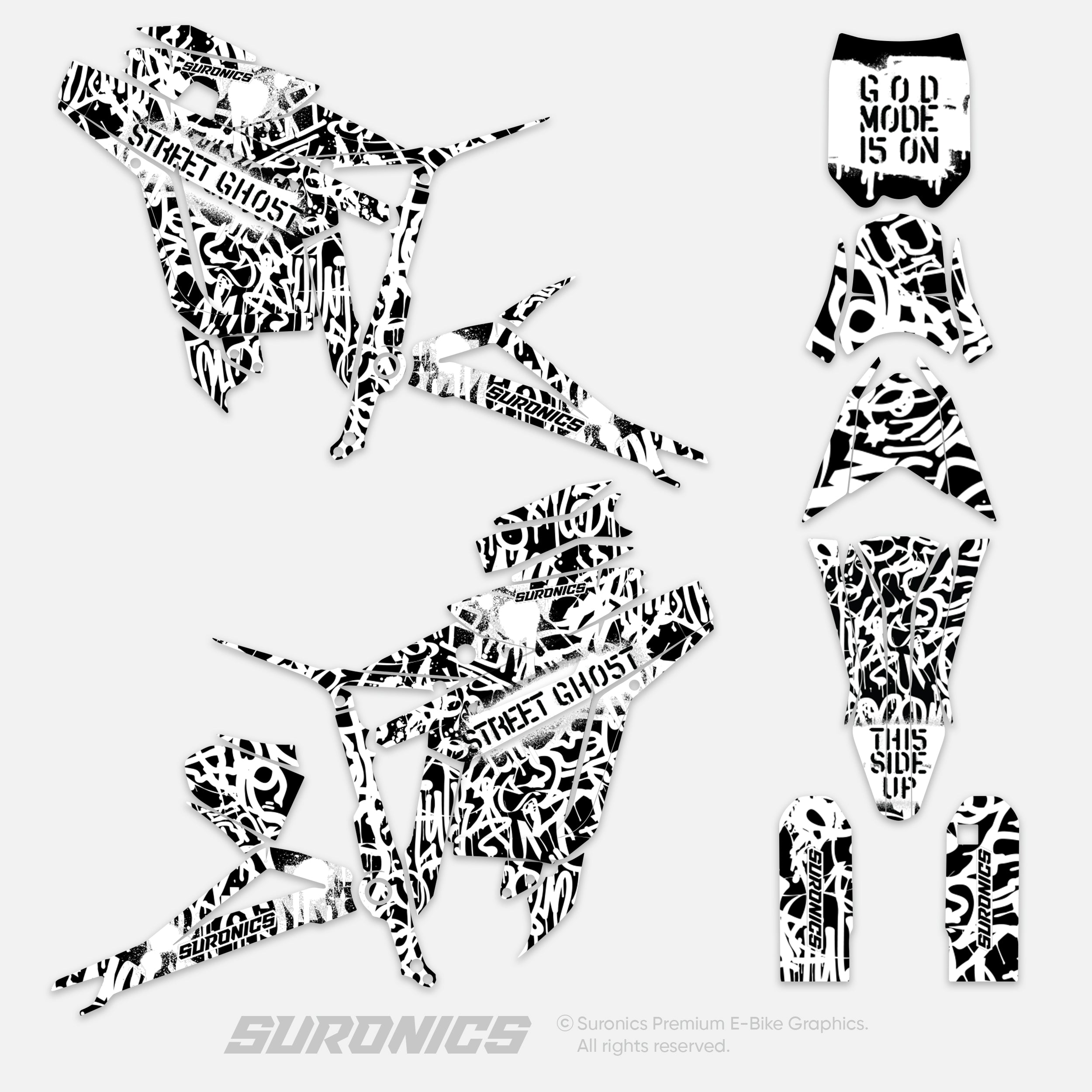 STREET GHOST BLACK WHITE Talaria Sting MX3 MX4 Graphics kit