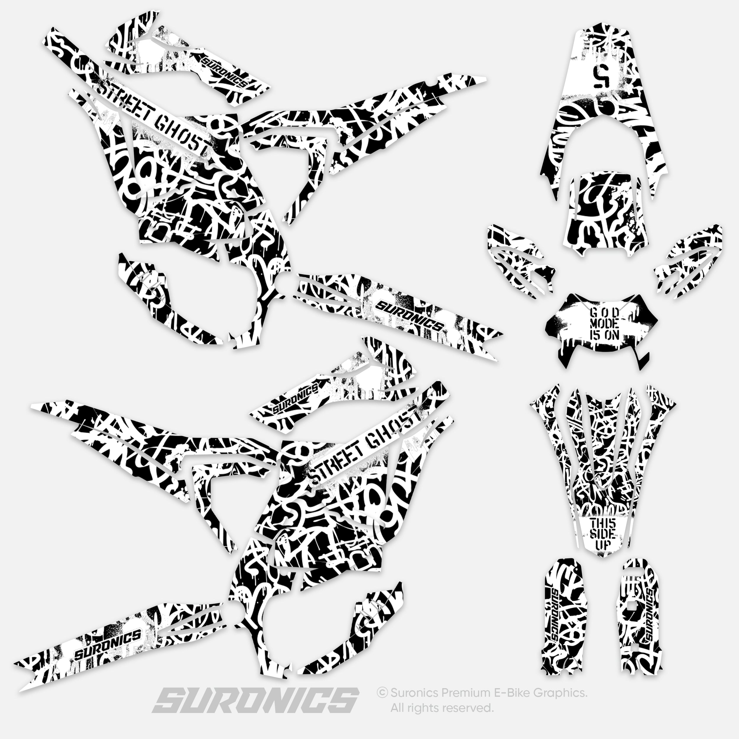 STREET GHOST BLACK WHITE Surron Ultra Bee Graphics kit