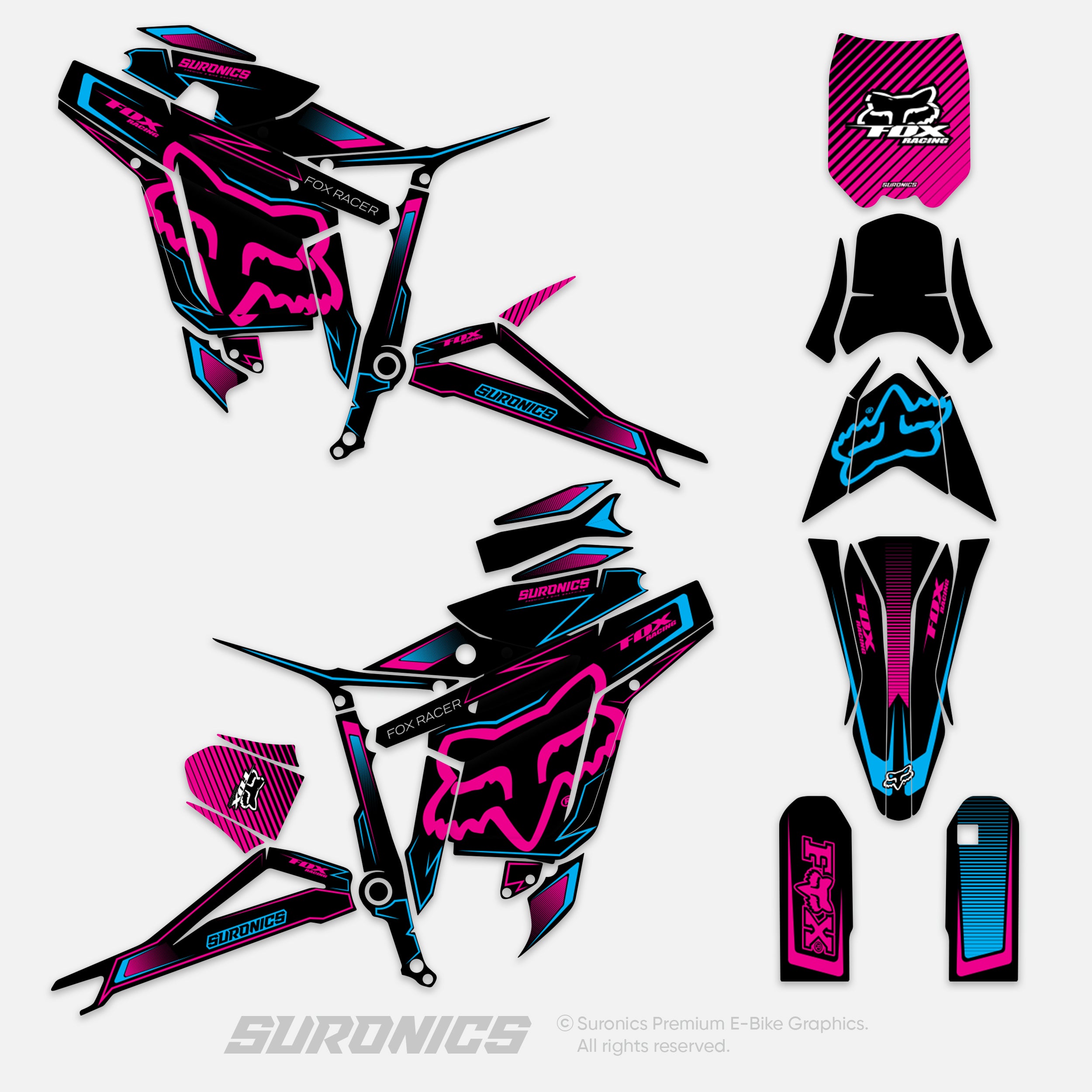 FOX RACER BLACK MAGENTA Talaria Sting MX3 MX4 Graphics kit