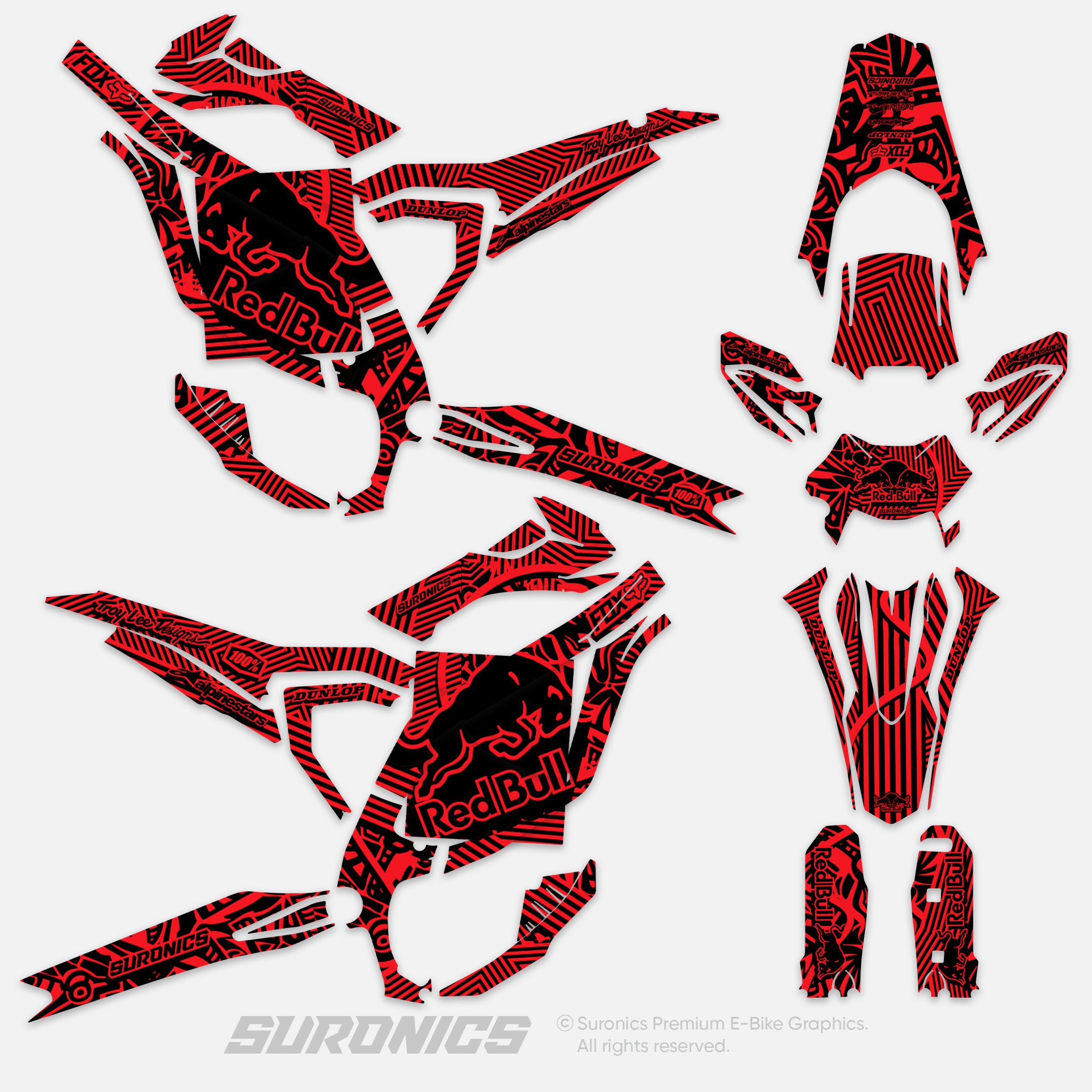 RACE ART BLACK RED Surron Ultra Bee Graphics kit