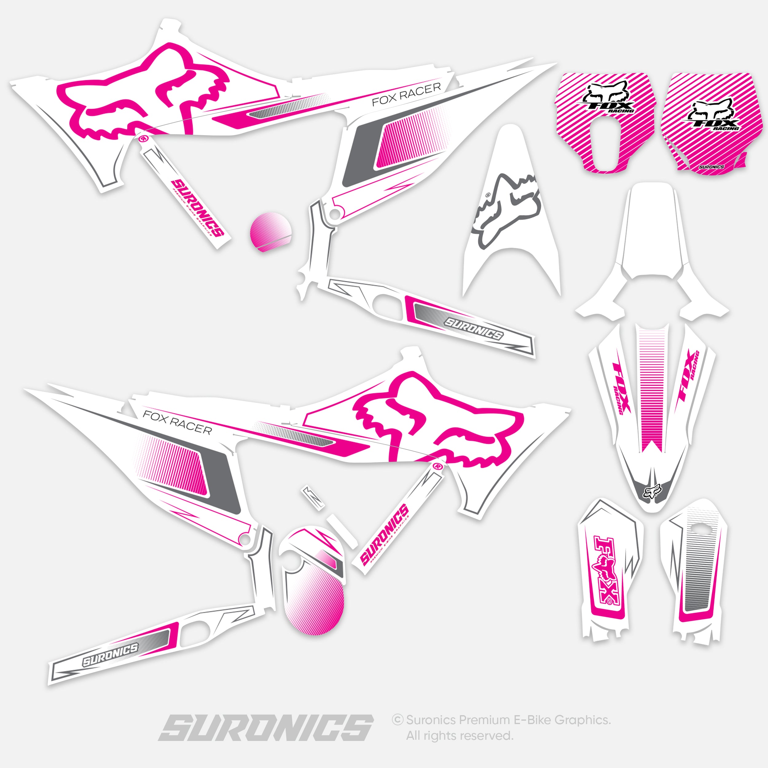 FOX RACER WHITE MAGENTA Stark Varg Graphics kit