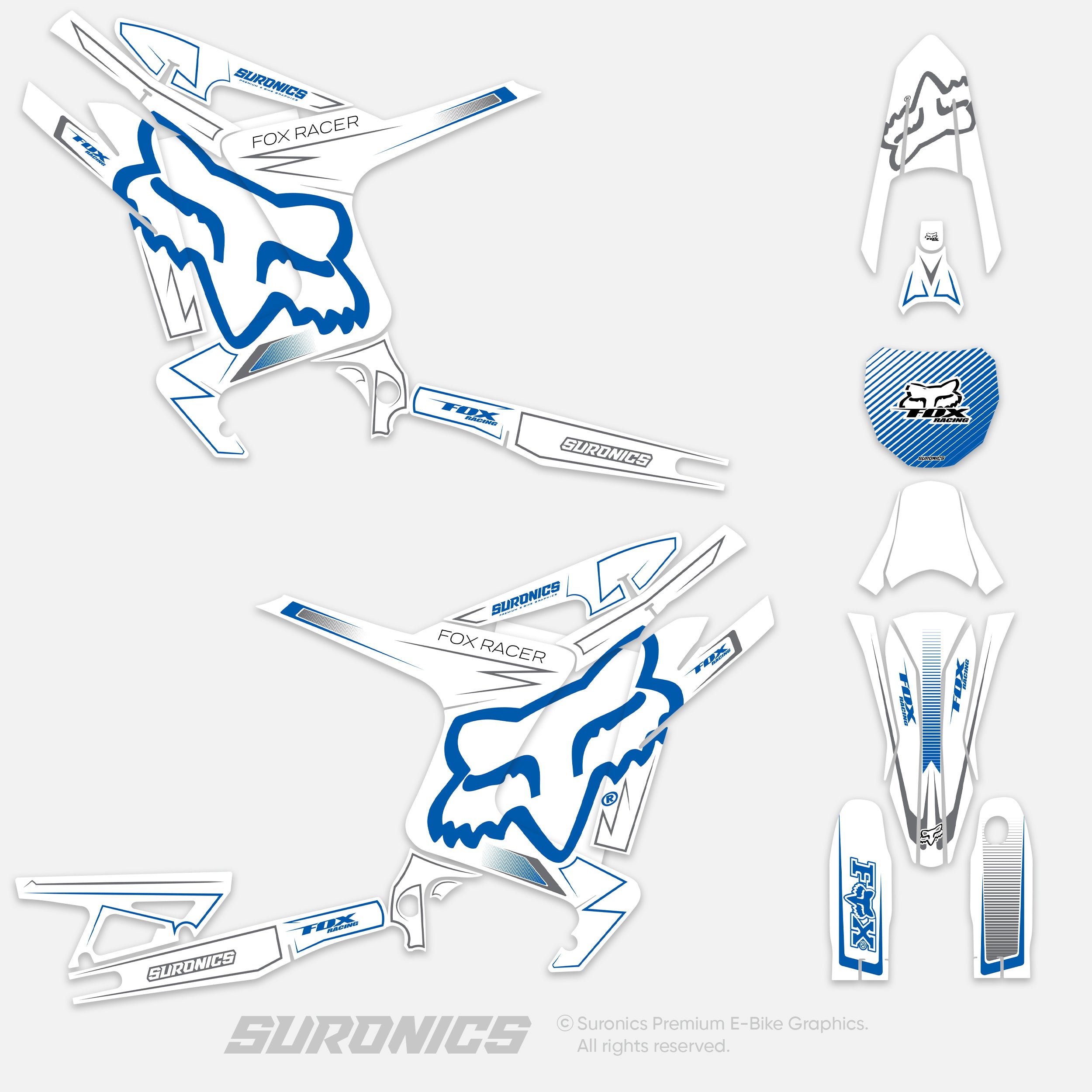 FOX RACER WHITE BLUE Arctic Leopard XE Graphics kit