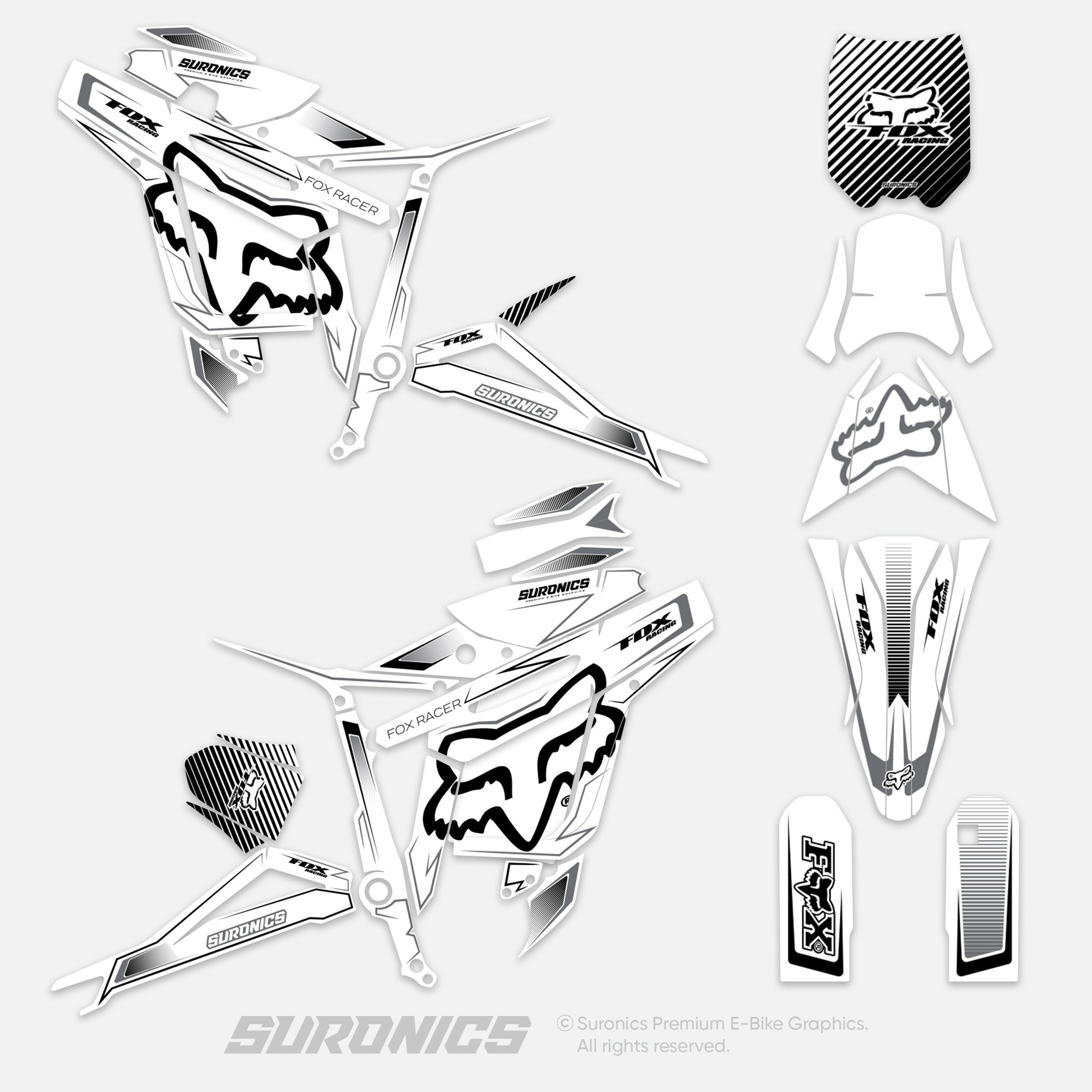 FOX RACER WHITE BLACK Talaria Sting MX3 MX4 Graphics kit