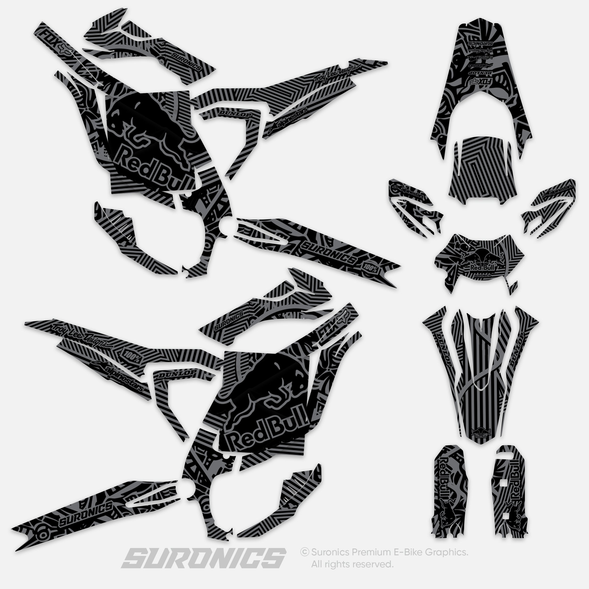 RACE ART BLACK GREY Surron Ultra Bee Graphics kit