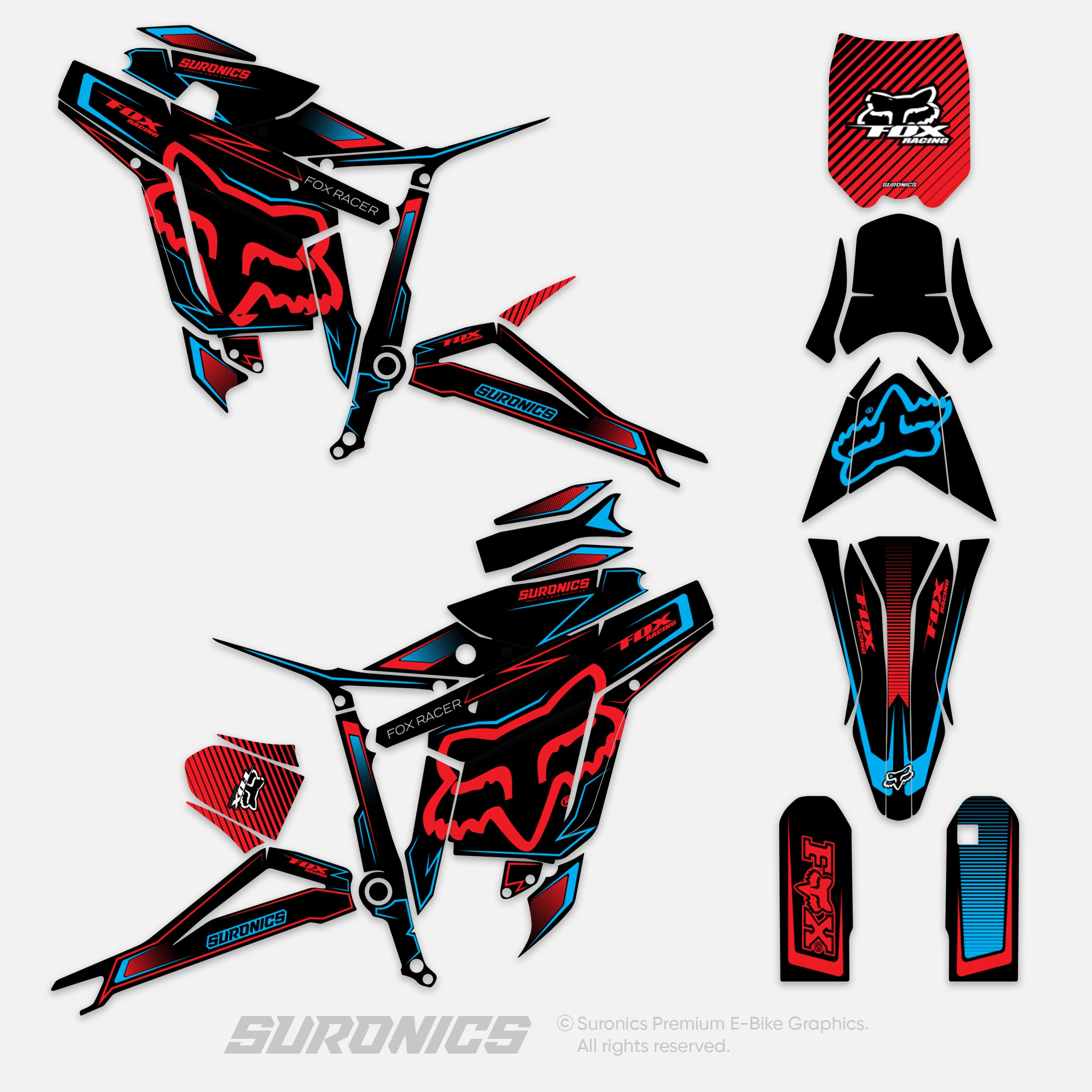 FOX RACER BLACK RED Talaria Sting MX3 MX4 Graphics kit