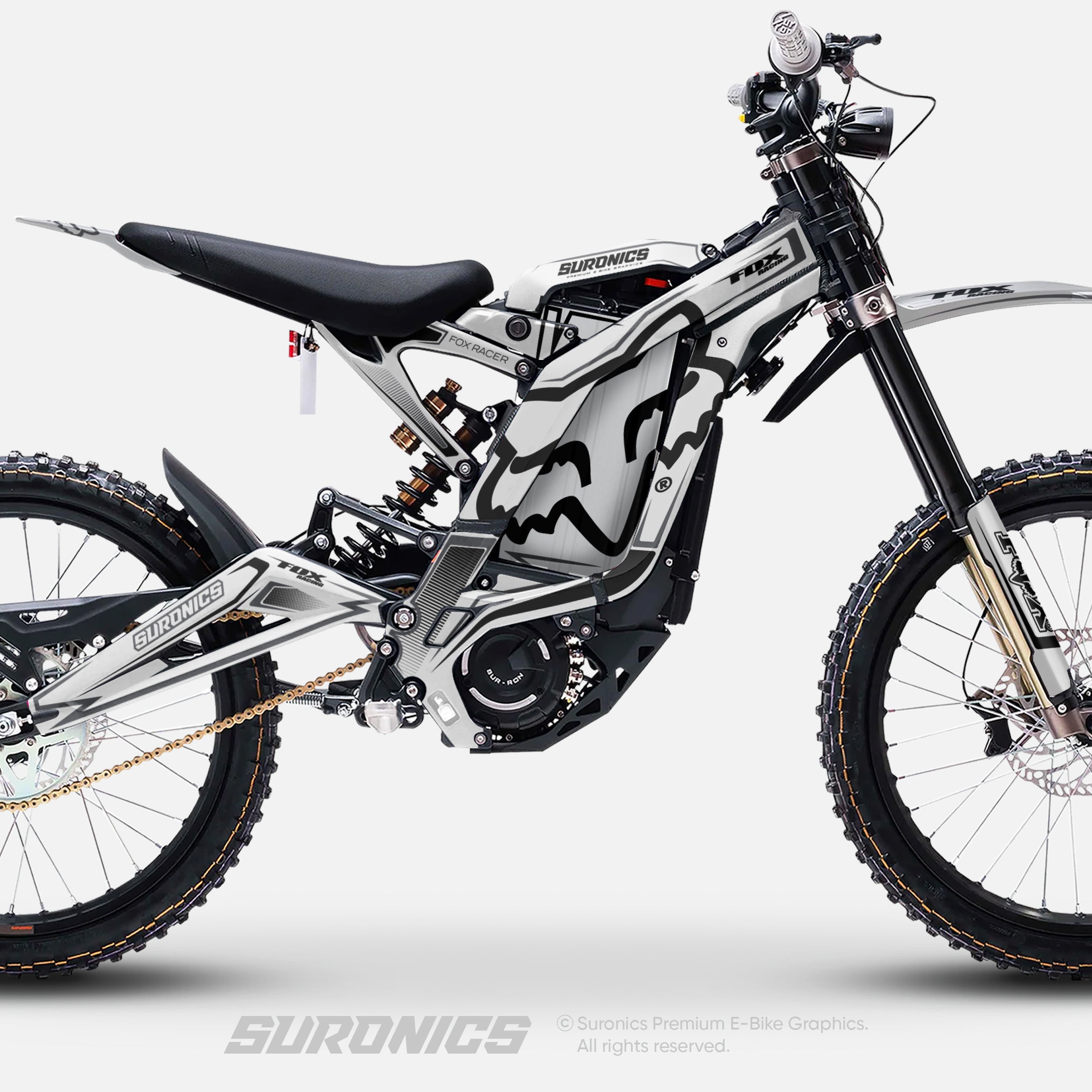 FOX RACER WHITE BLACK Surron Light Bee Graphics kit
