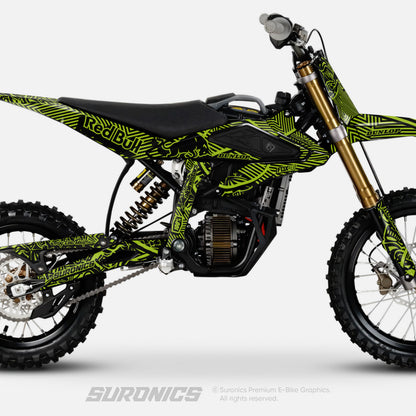 RACE ART BLACK GREEN Surron Hyper Bee Graphics kit