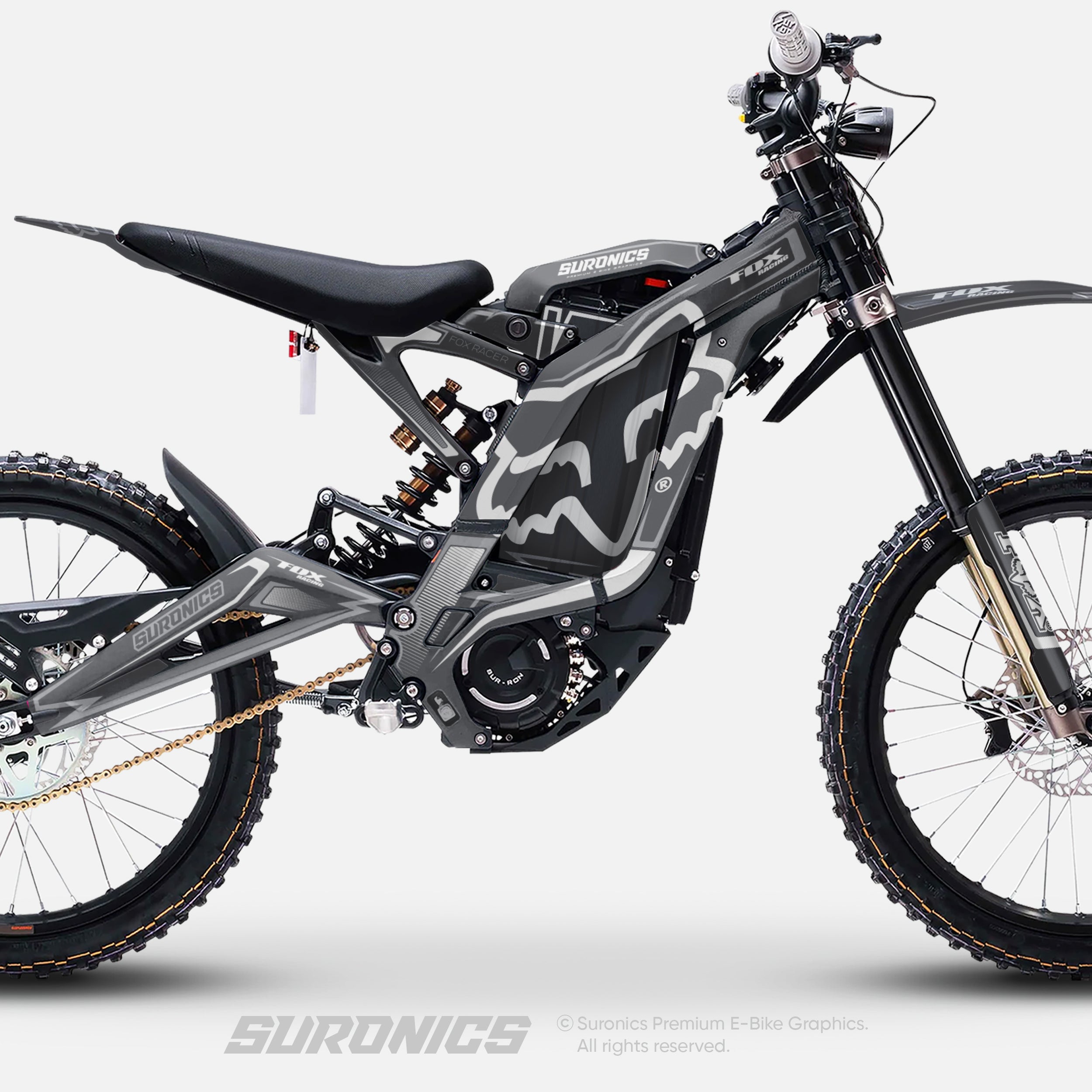 FOX RACER GREY WHITE Surron Light Bee Graphics kit
