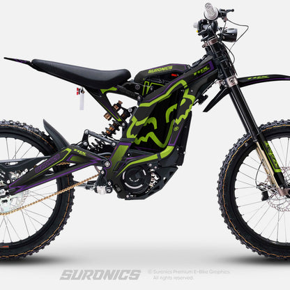 FOX RACER BLACK GREEN Surron Light Bee Graphics kit