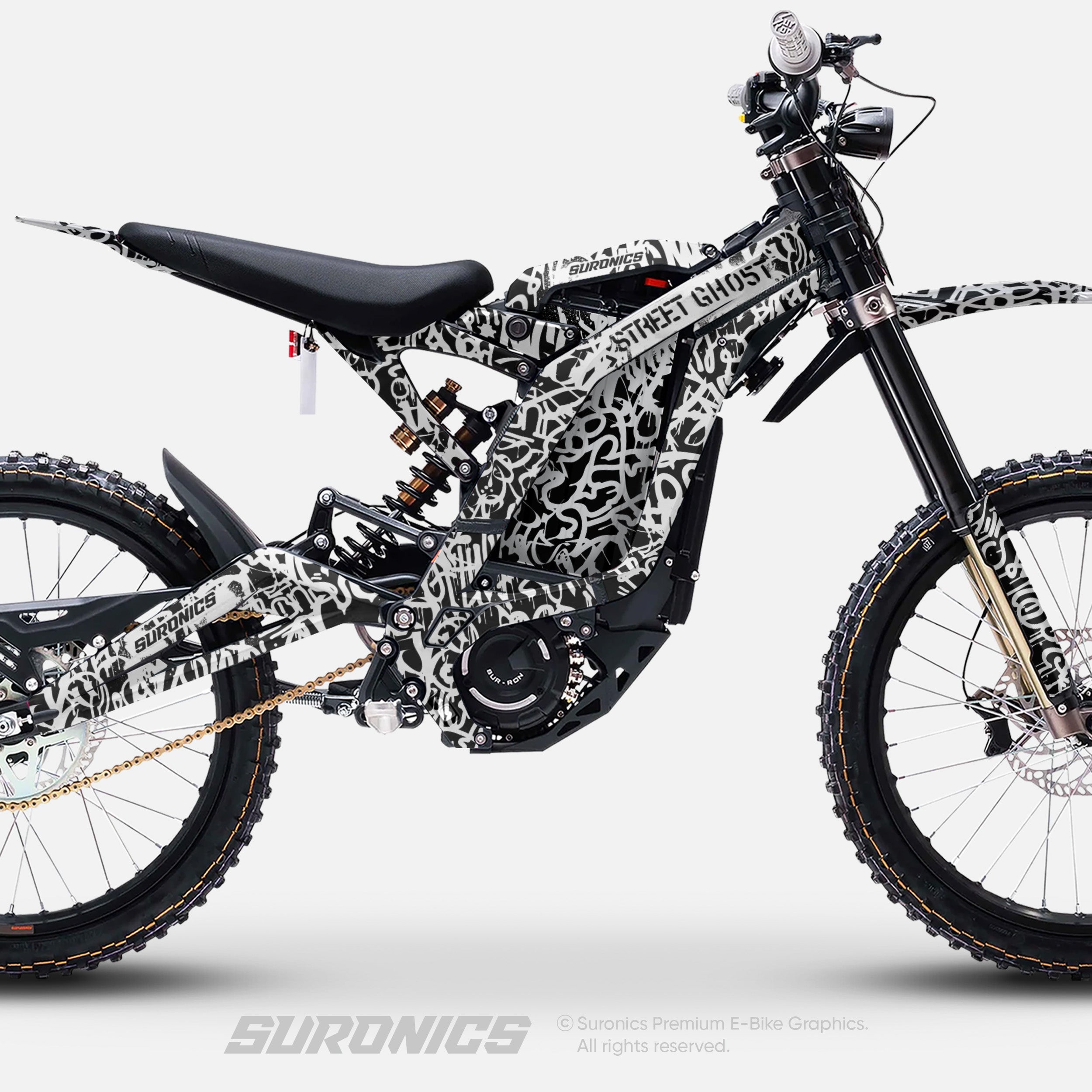 STREET GHOST BLACK WHITE Surron Light Bee Graphics kit