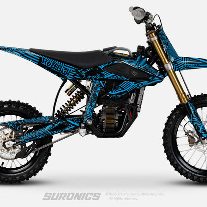 RACE ART BLACK CYAN Surron Hyper Bee Graphics kit