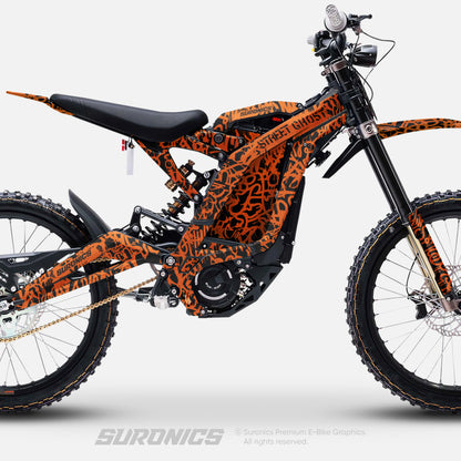 STREET GHOST BLACK ORANGE Surron Light Bee Graphics kit