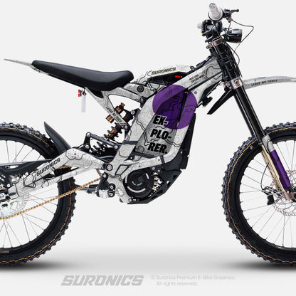 EXPLORER WHITE PURPLE Surron Light Bee Graphics kit