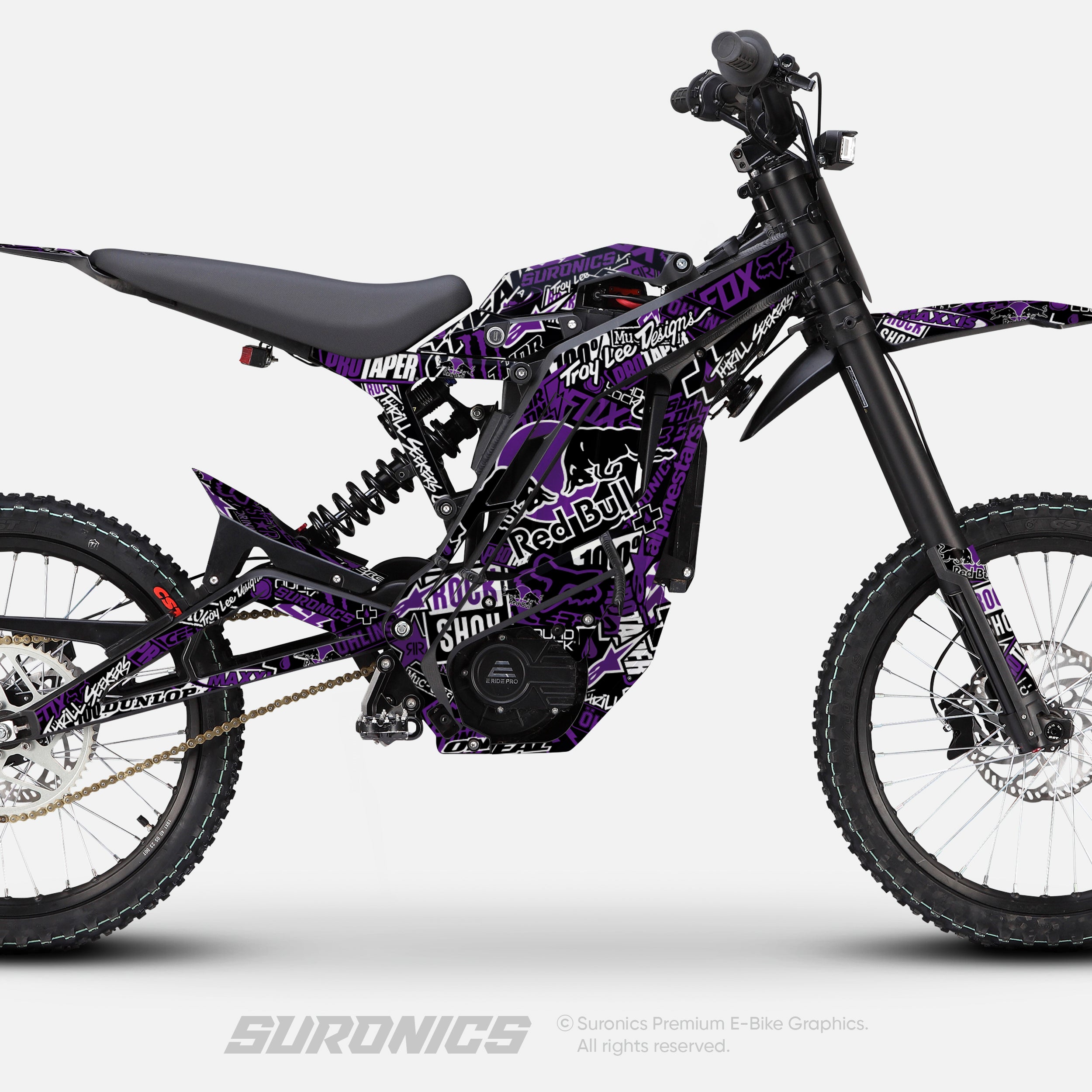 STICKY BLACK PURPLE Eride Pro SS SR Graphics kit – Suronics