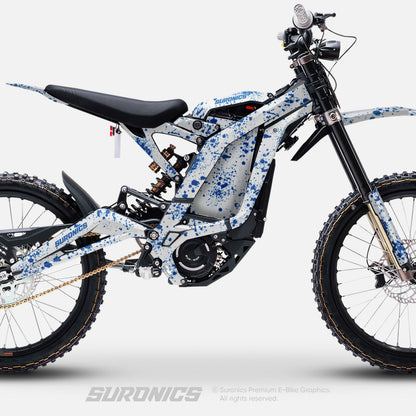 SPLATTER WHITE BLUE Surron Light Bee Graphics kit