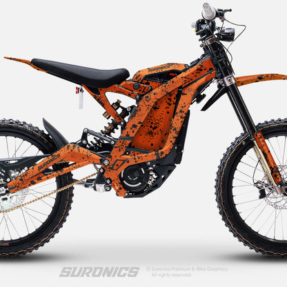 SPLATTER ORANGE BLACK Surron Light Bee Graphics kit