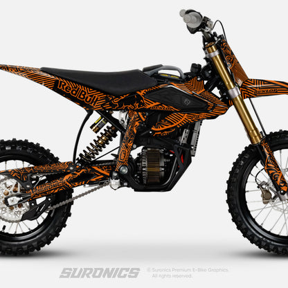 RACE ART BLACK ORANGE Surron Hyper Bee Graphics kit