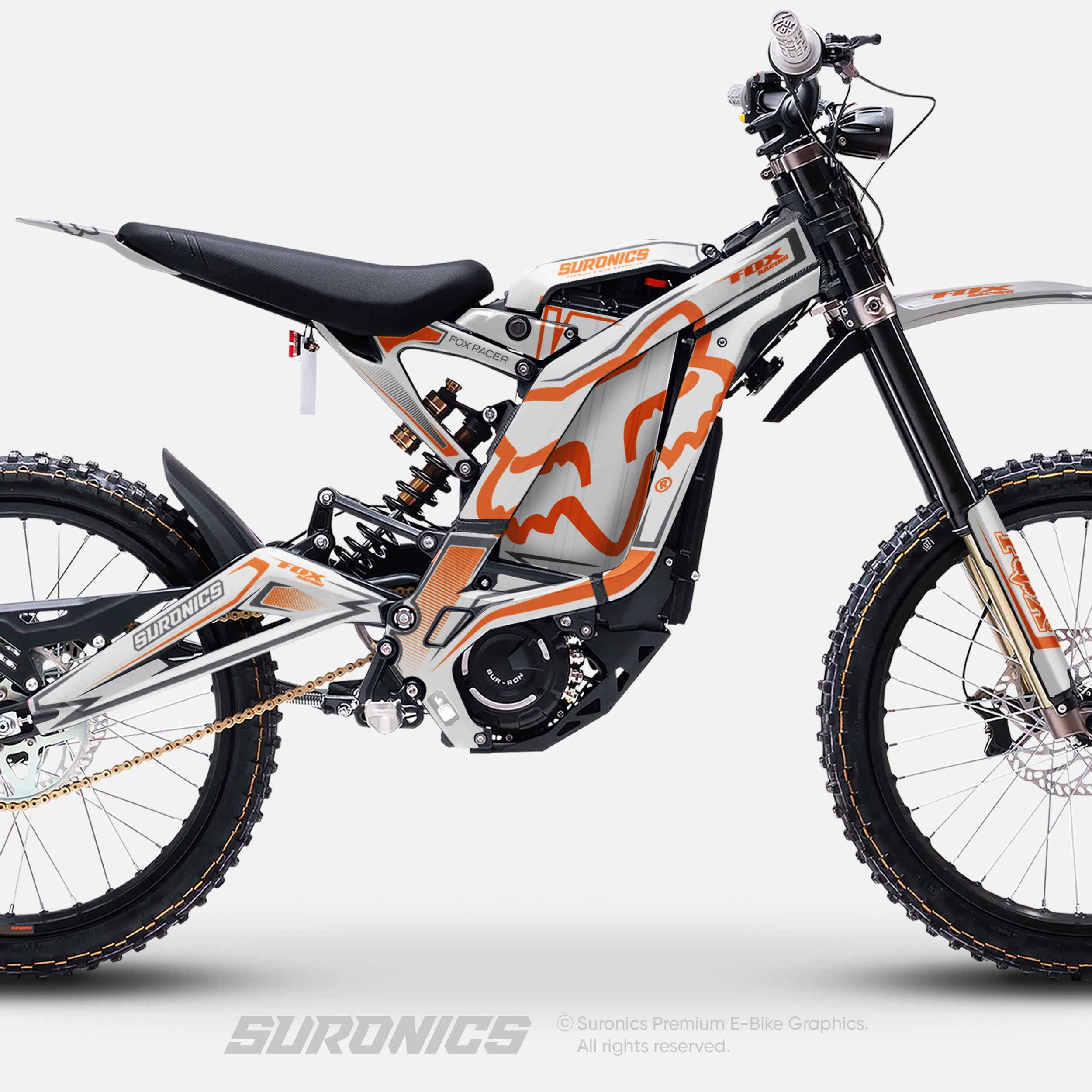FOX RACER WHITE ORANGE Surron Light Bee Graphics kit