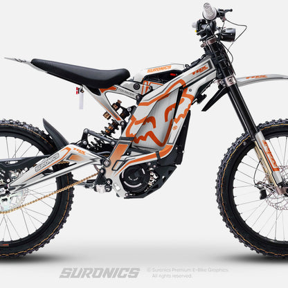FOX RACER WHITE ORANGE Surron Light Bee Graphics kit