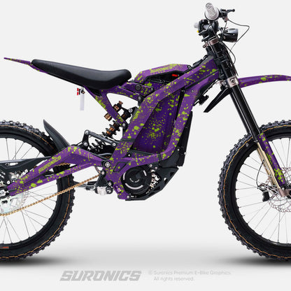 SPLATTER PURPLE GREEN Surron Light Bee Graphics kit