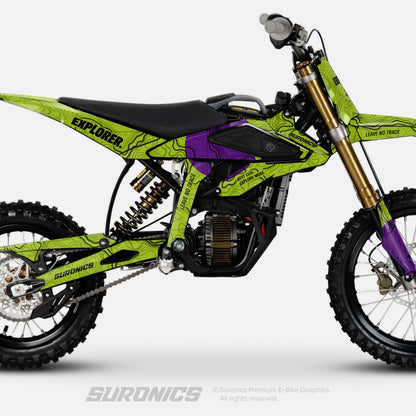 EXPLORER GREEN PURPLE Surron Hyper Bee Graphics kit