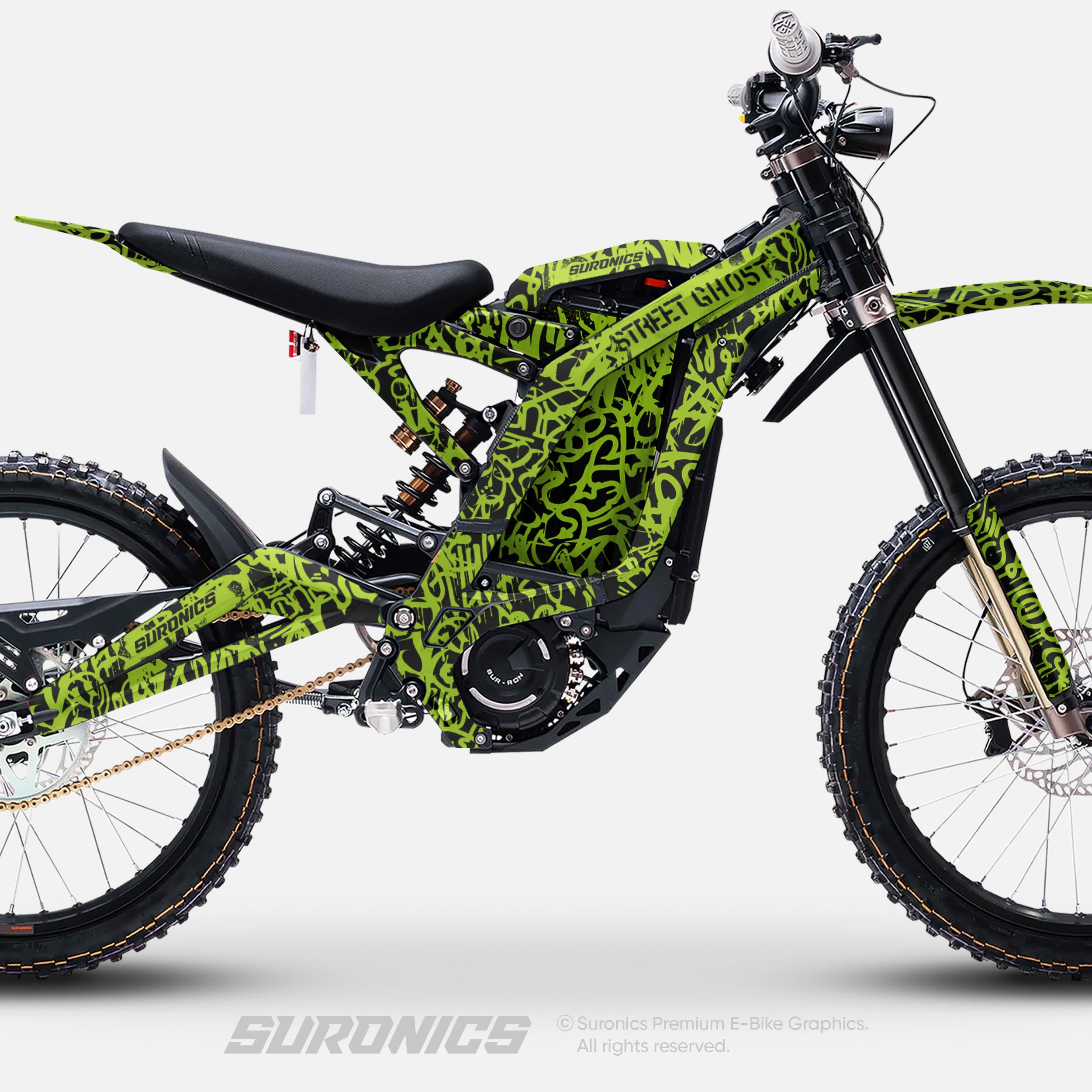 STREET GHOST BLACK GREEN Surron Light Bee Graphics kit