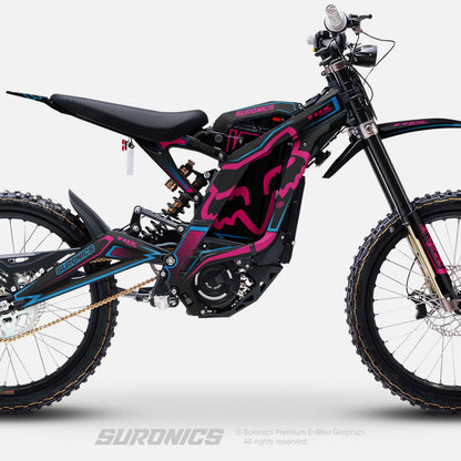 FOX RACER BLACK MAGENTA Surron Light Bee Graphics kit